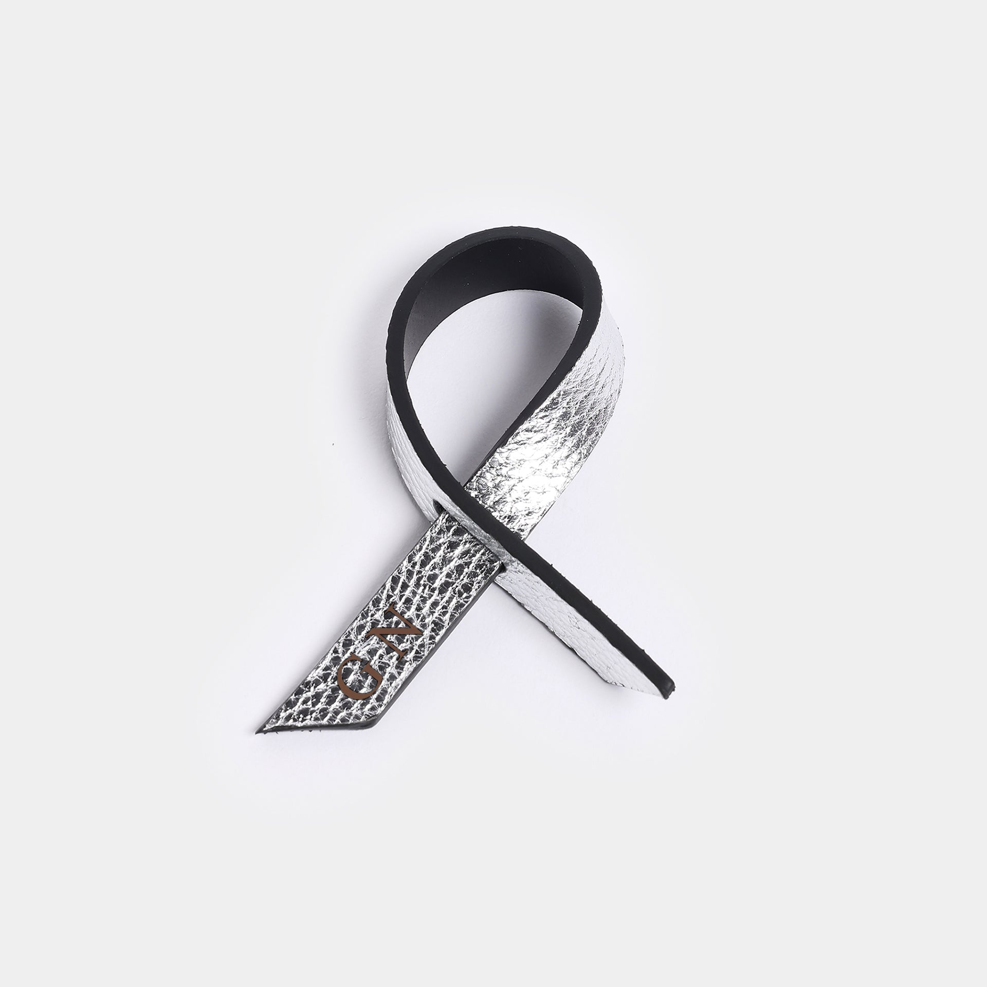 TILDE - Porta tovagliolo pelle argento - Set 2 pezzi