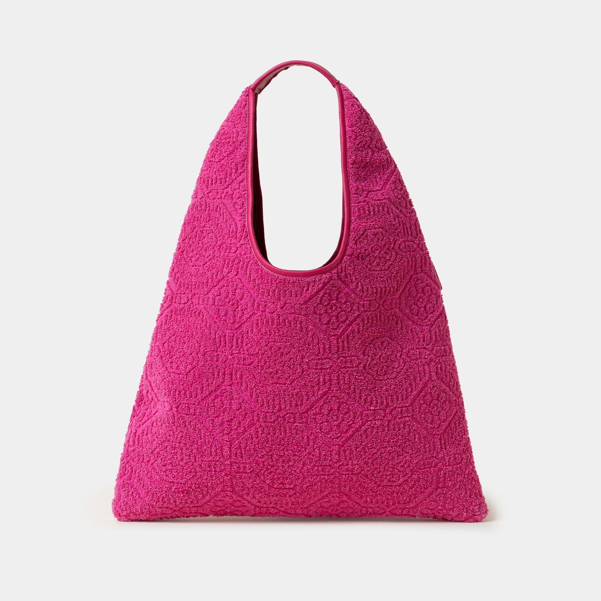 borsa Eva hobo Arron in spugna di cotone fuchsia e pelle