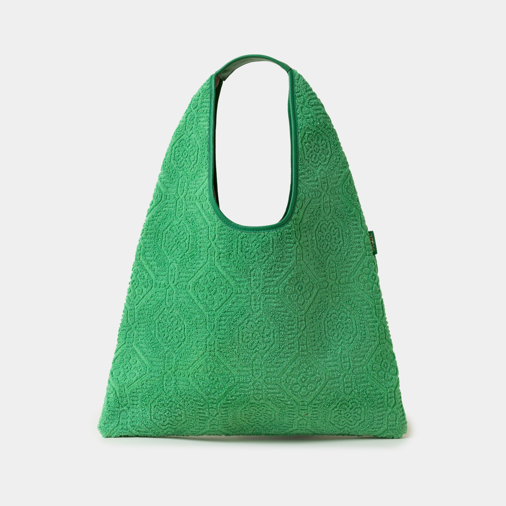 borsa Eva hobo Arron in spugna di cotone verde e pelle