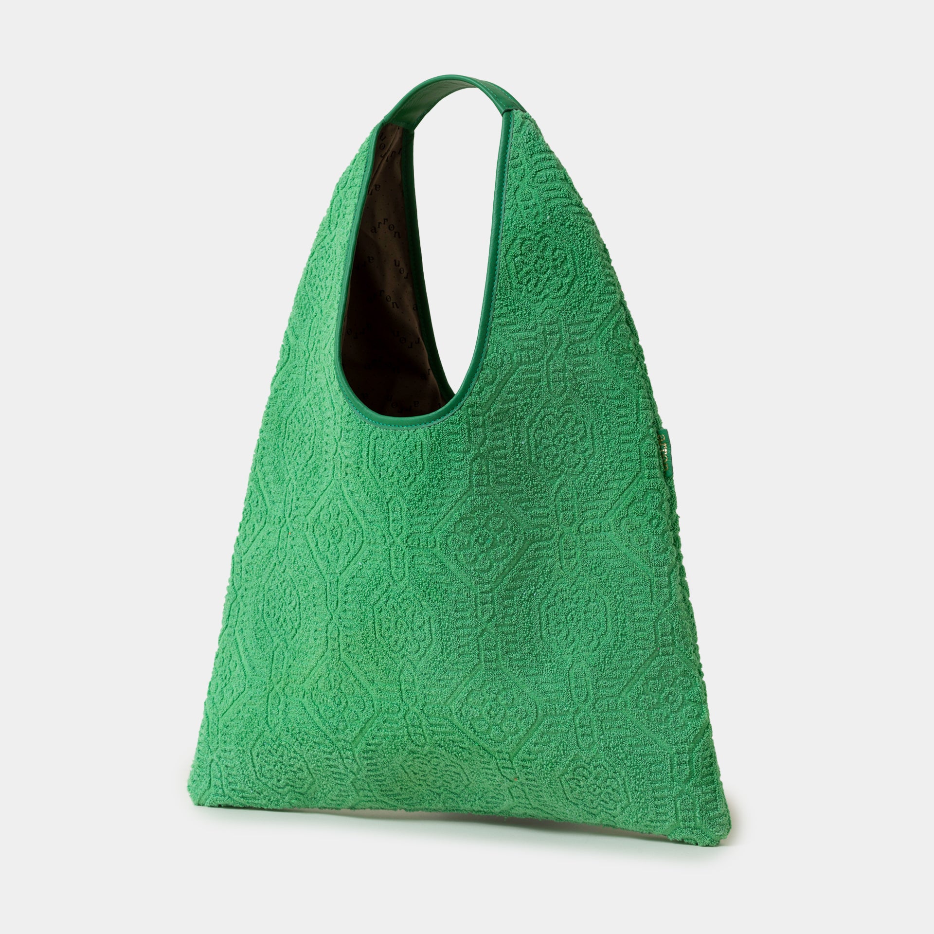 borsa Eva hobo Arron in spugna di cotone verde e pelle