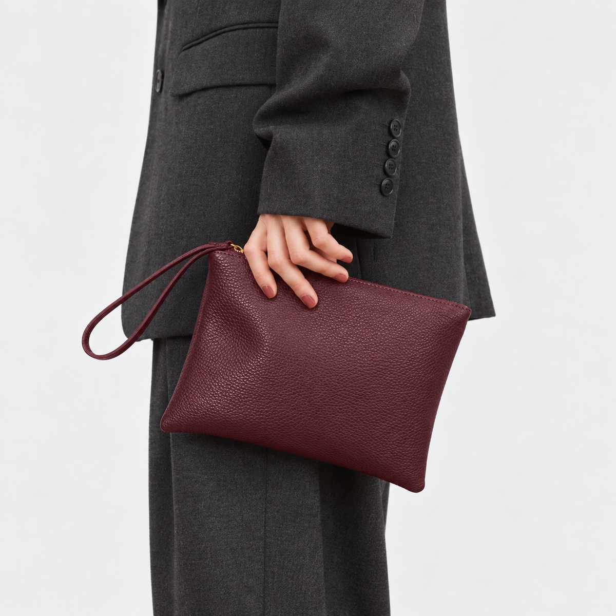 borsa a mano clutch in pelle Arron bordeaux burgundy personalizzabile con iniziali idea regalo compleanno anniversario natale san valantino
