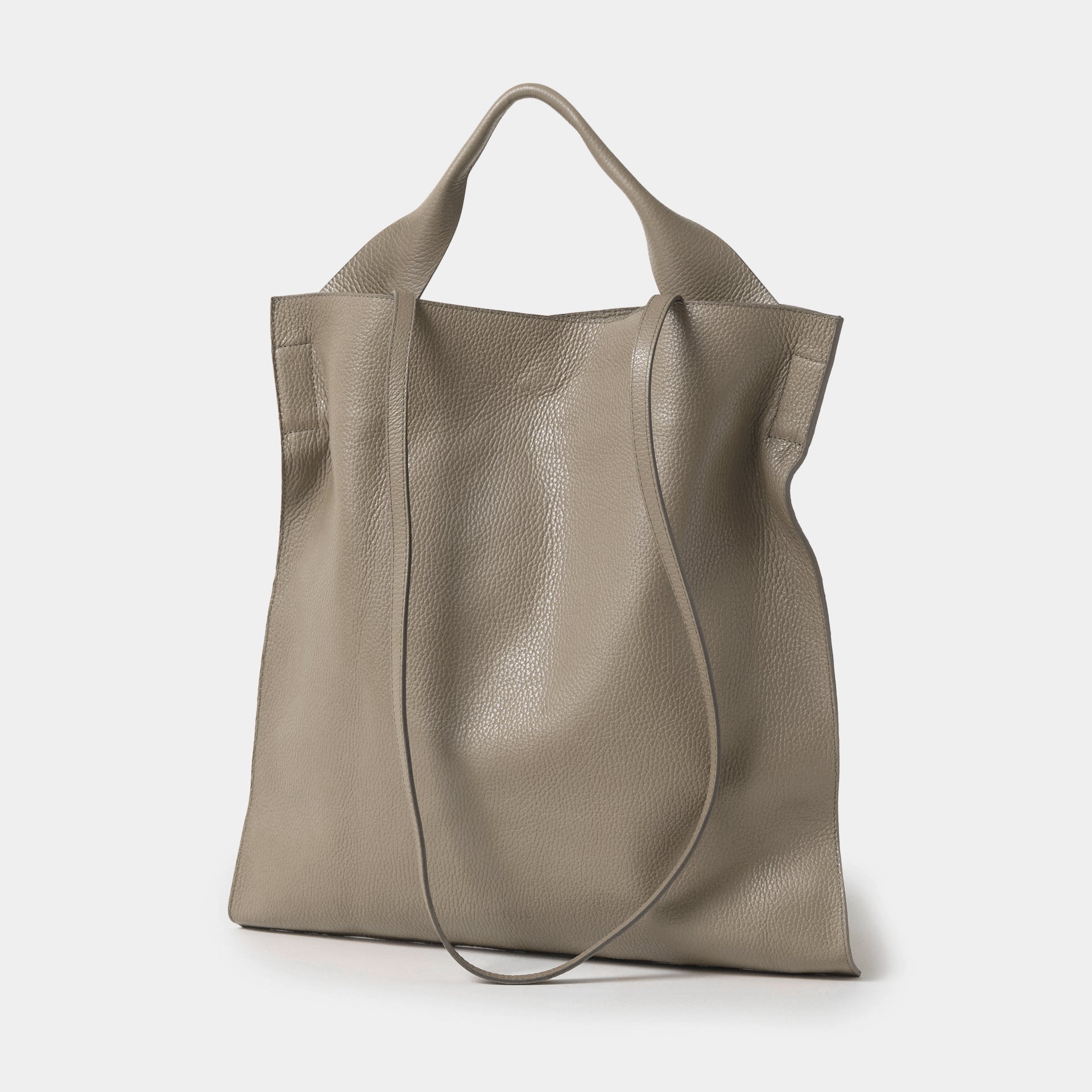 borsa shopper ARRON in pelle martellata taupe tracolla e a spalla