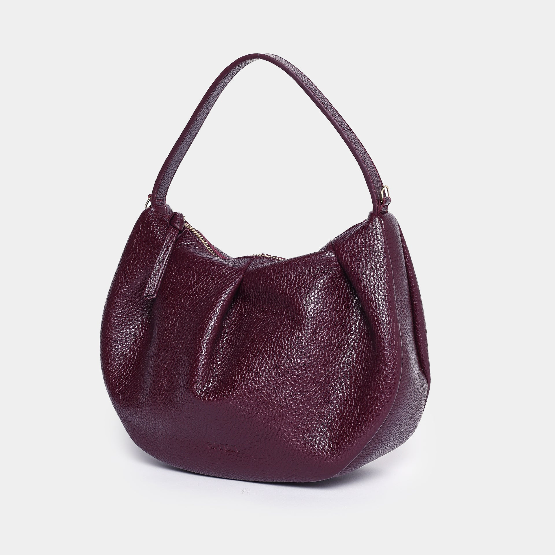 borsa piccola a tracolla pelle martellata dollaro burgundy bordeaux made in Italy brand Arron
