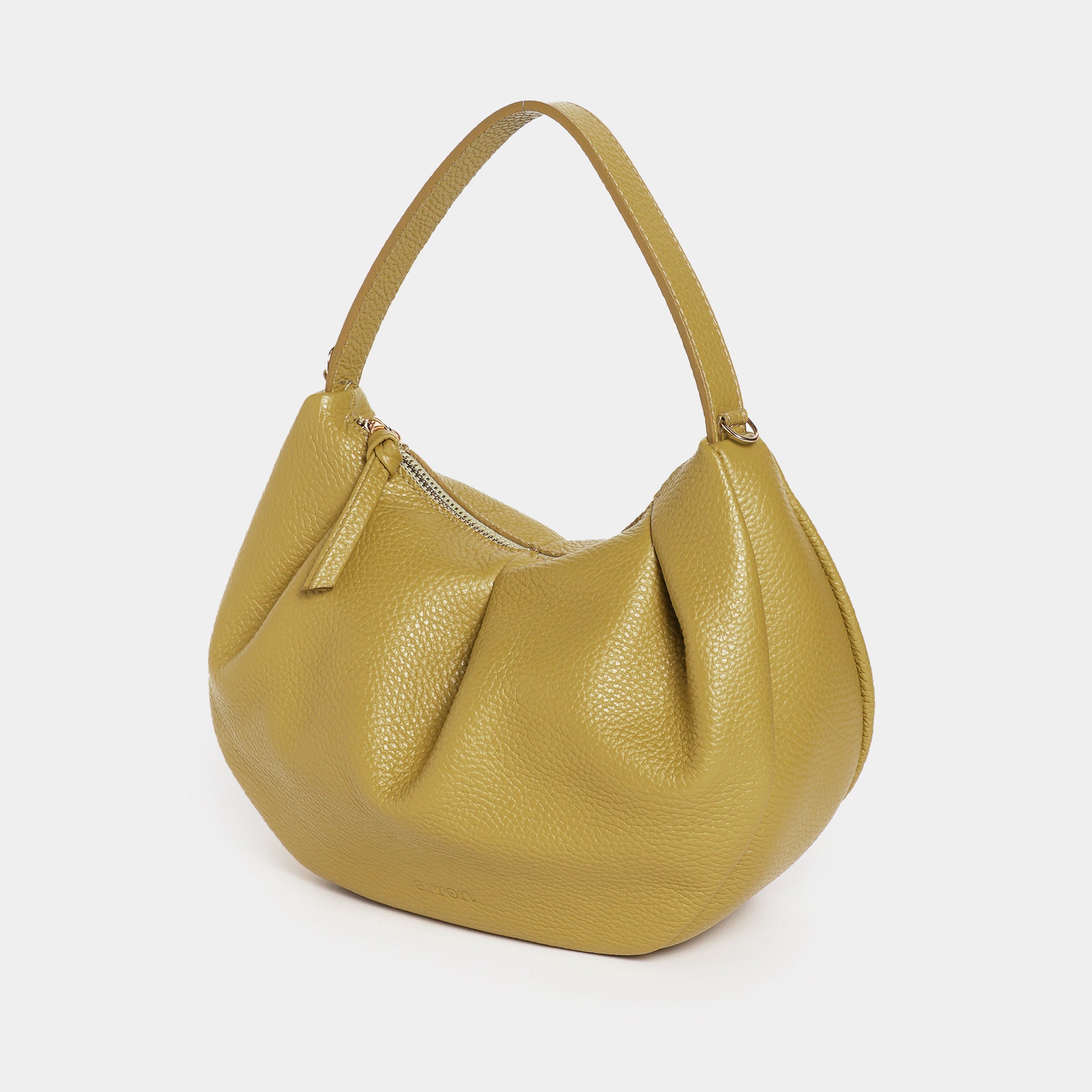 borsa piccola a tracolla pelle martellata dollaro mostarda made in Italy brand Arron