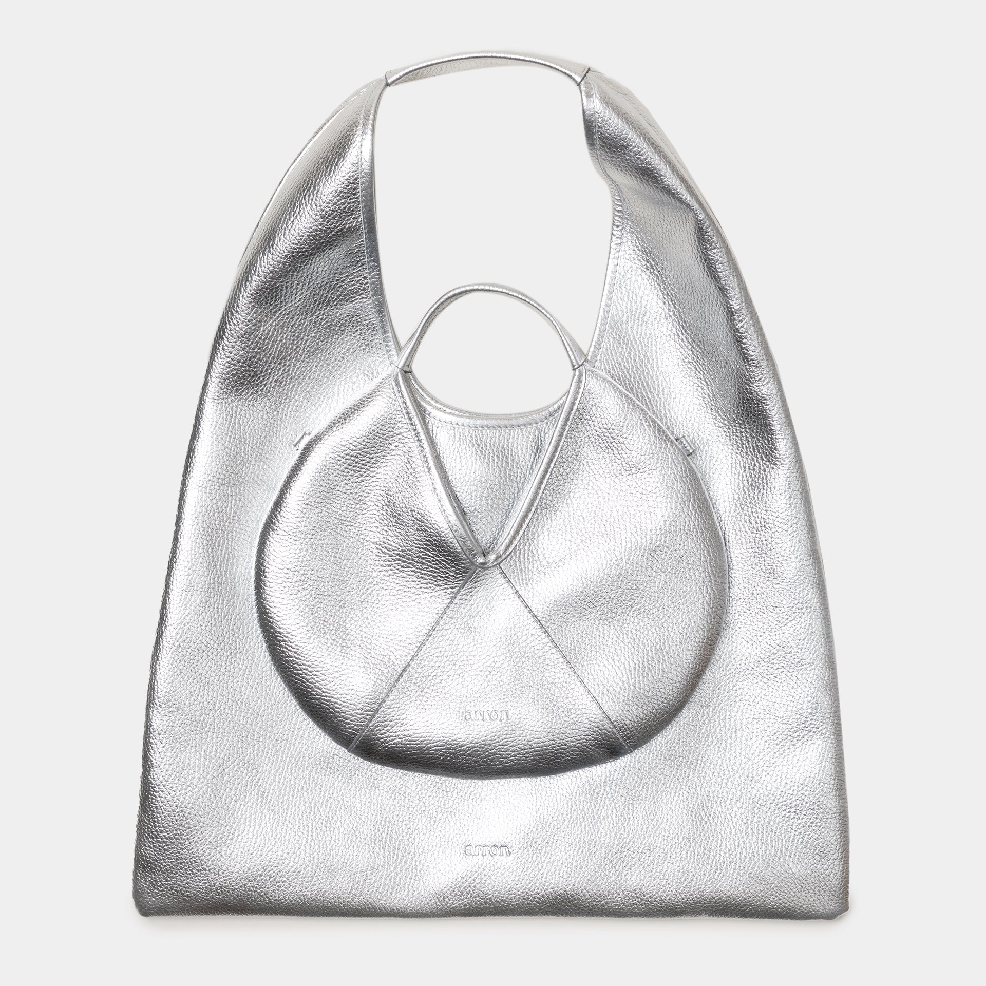 borse pelle laminata argento silver brand Arron made in Italy