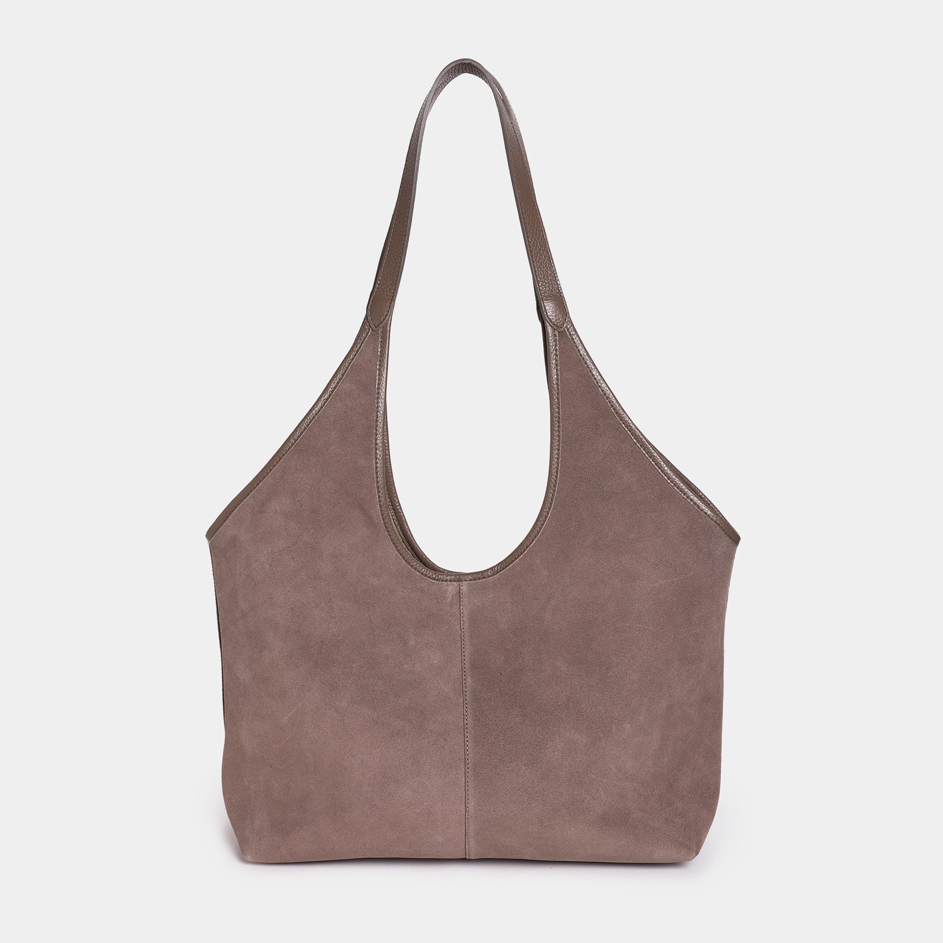 borsa hobo camoscio taupe a spalla spaziosa brand arron made in italy