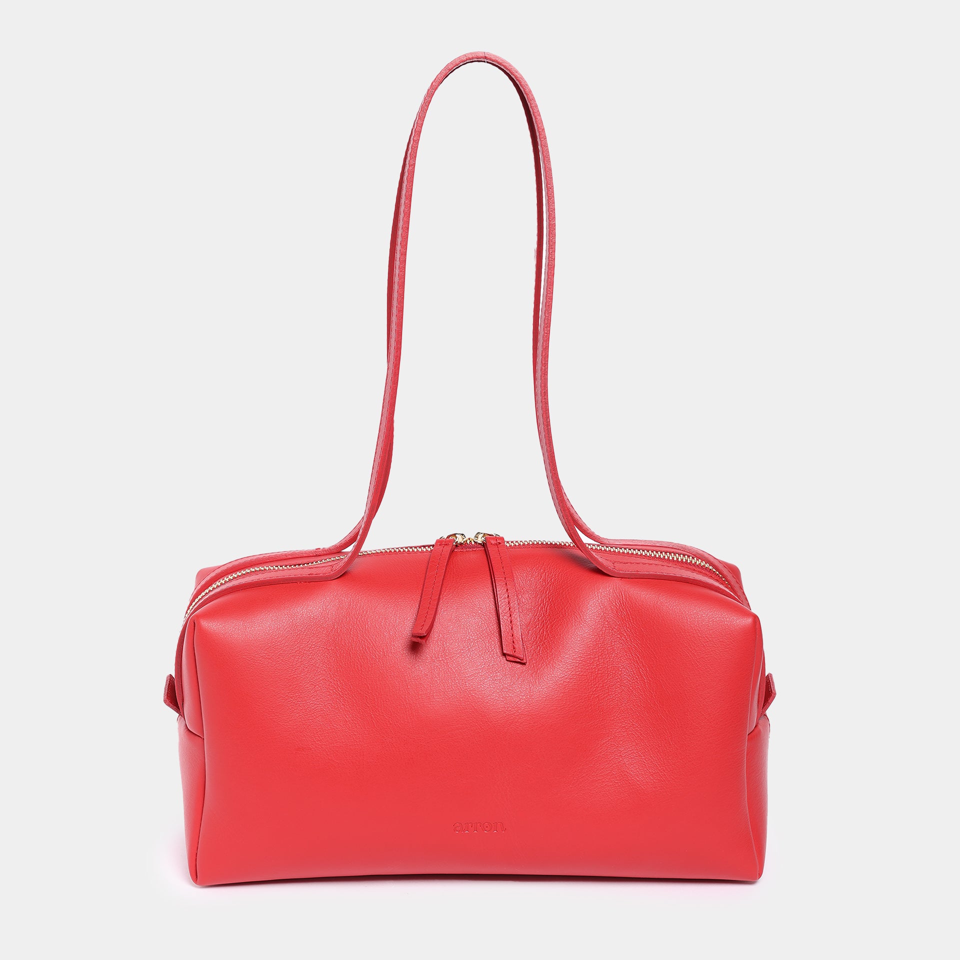 borsa Carla bowling bag rossa pelle bovina made in italy marchio Arron frontale