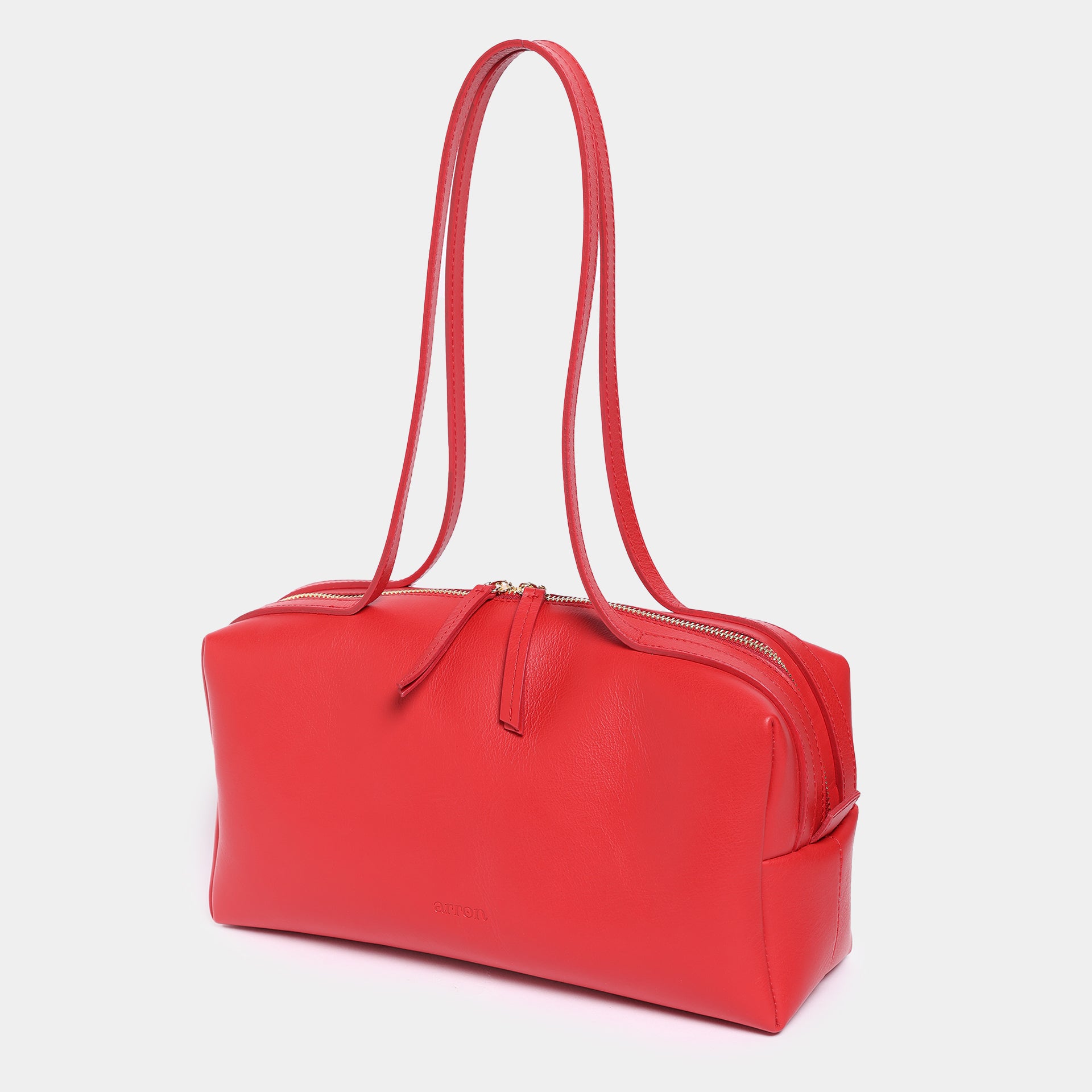 borsa Carla bowling bag rossa pelle bovina made in italy marchio Arron