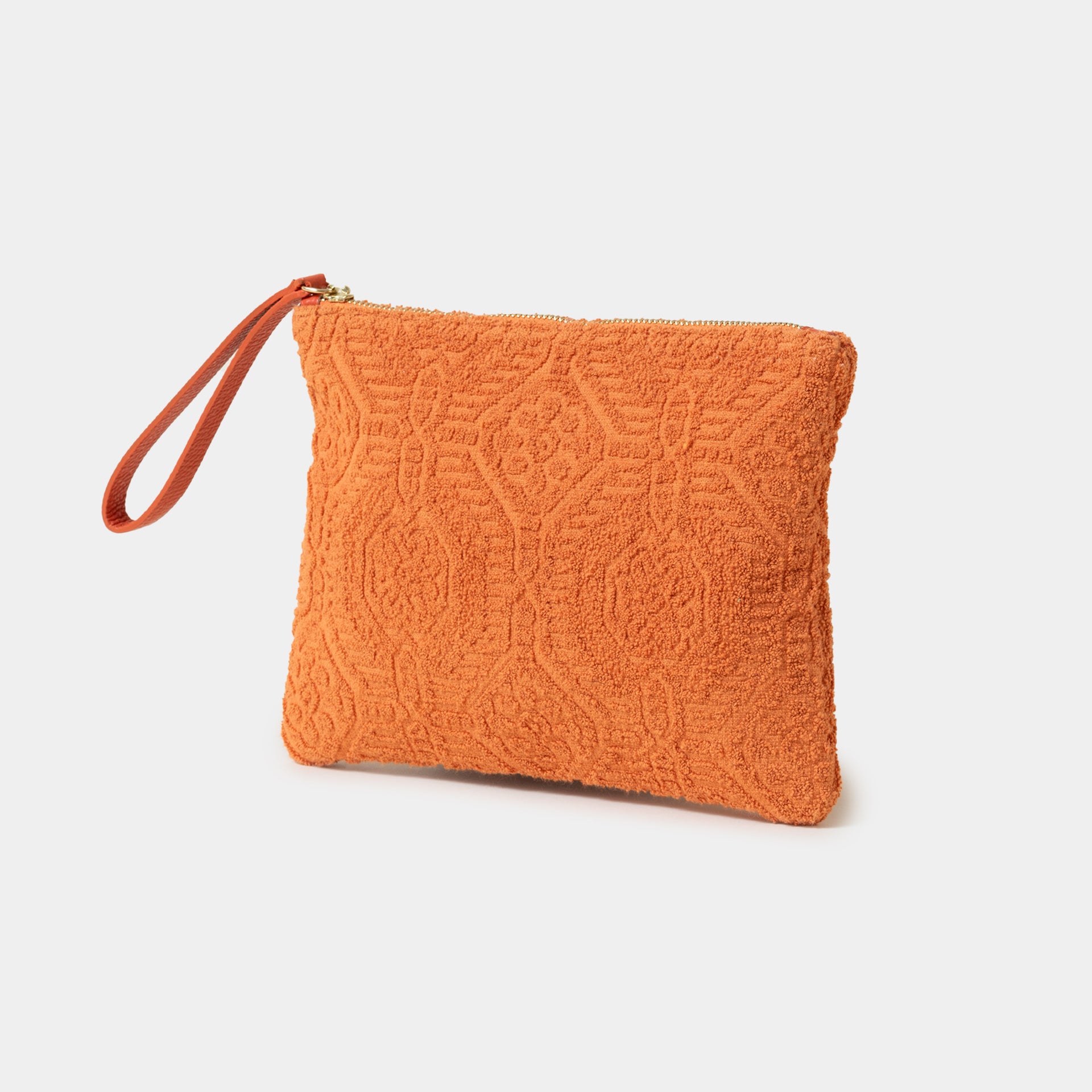 borsetta pochette per trucchi pouch in spugna arancione Arron con cerniera zip