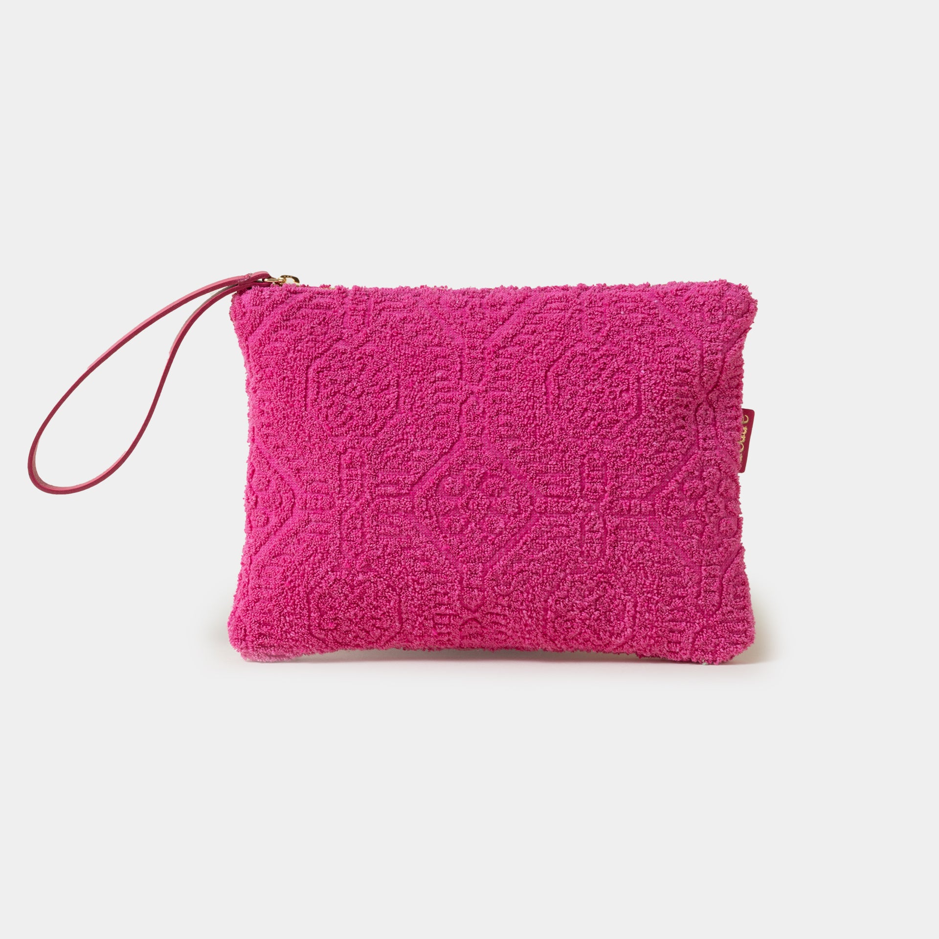 borsetta pochette per trucchi pouch in spugna fuchsia Arron con cerniera zip