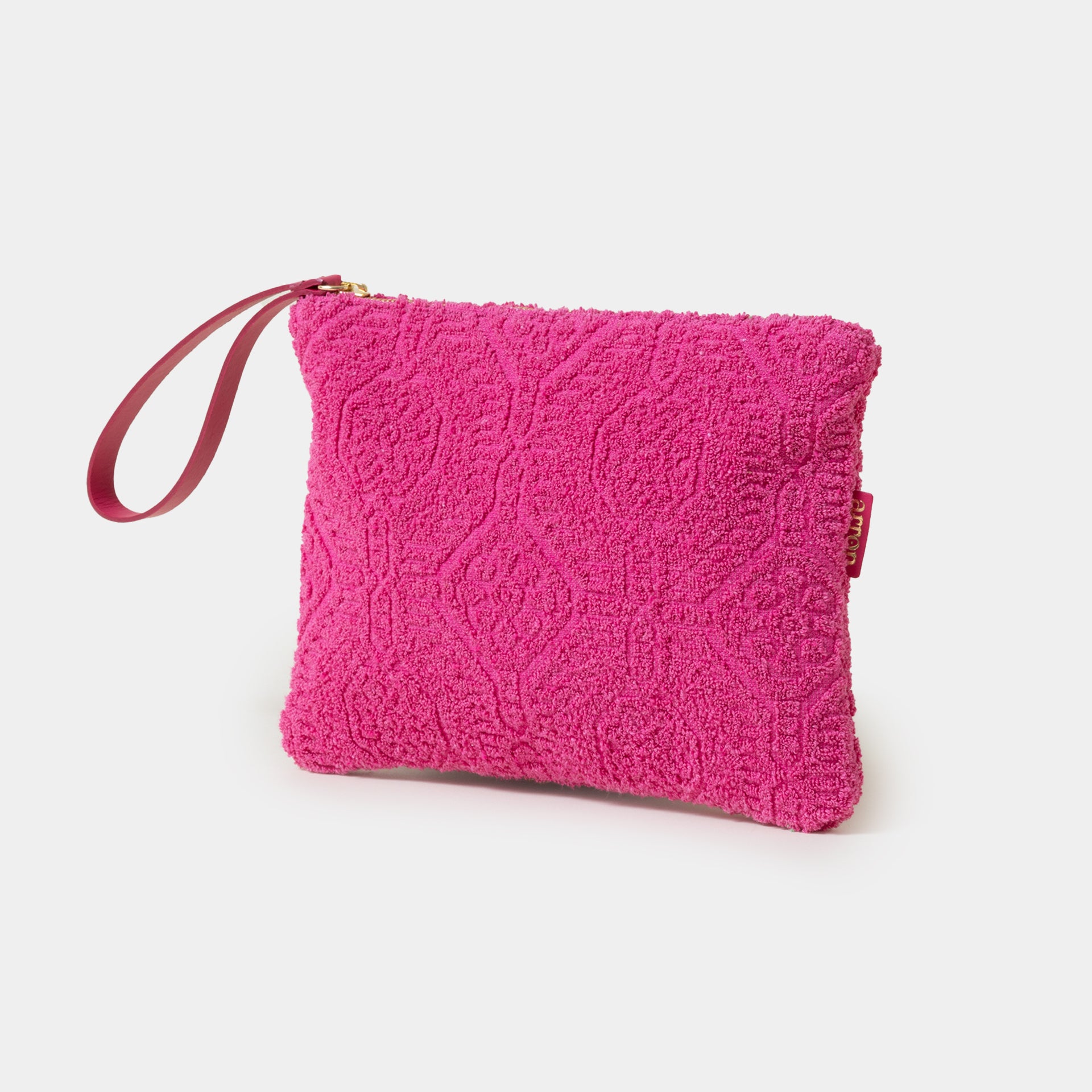 borsetta pochette per trucchi pouch in spugna fuchsia Arron con cerniera zip