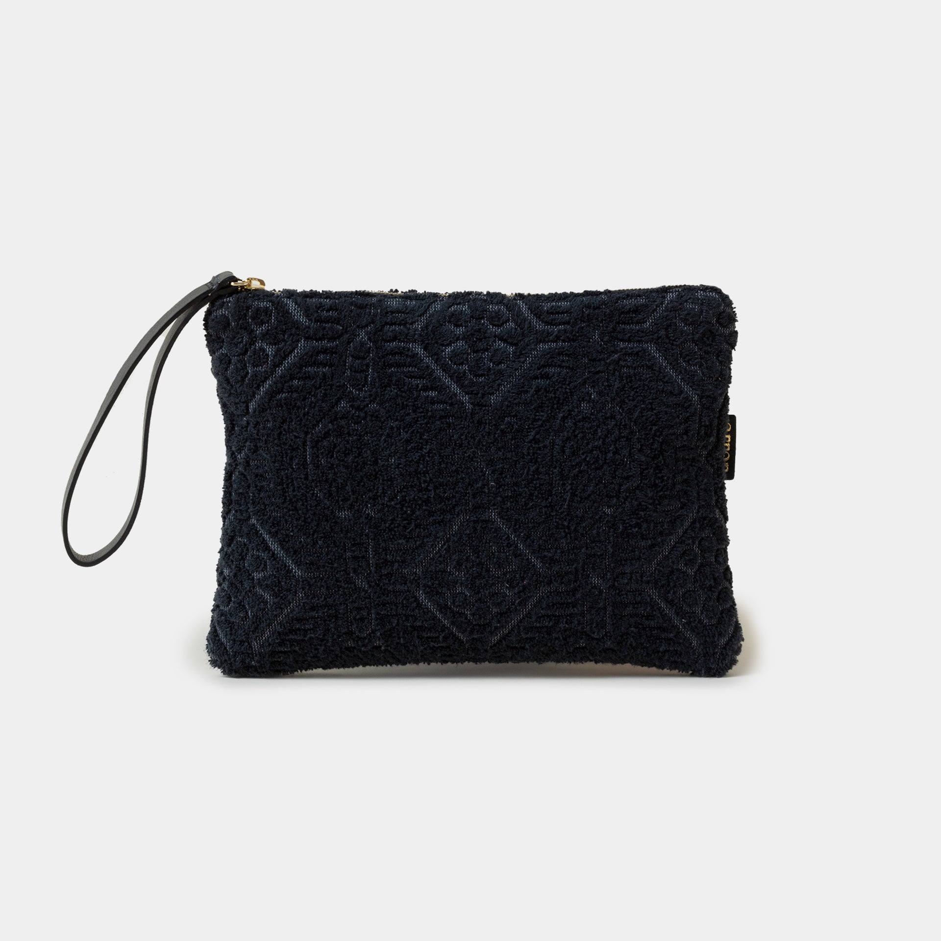borsetta pochette per trucchi pouch in spugna nera Arron con cerniera zip