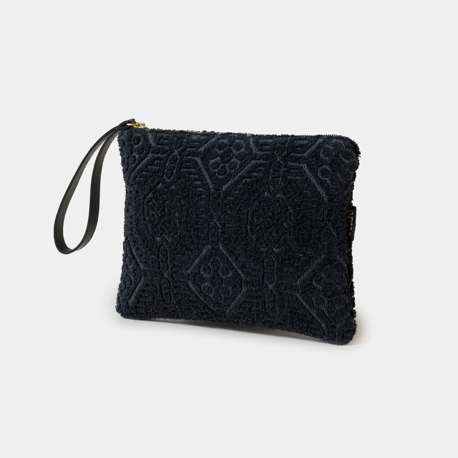 borsetta pochette per trucchi pouch in spugna nera Arron con cerniera zip