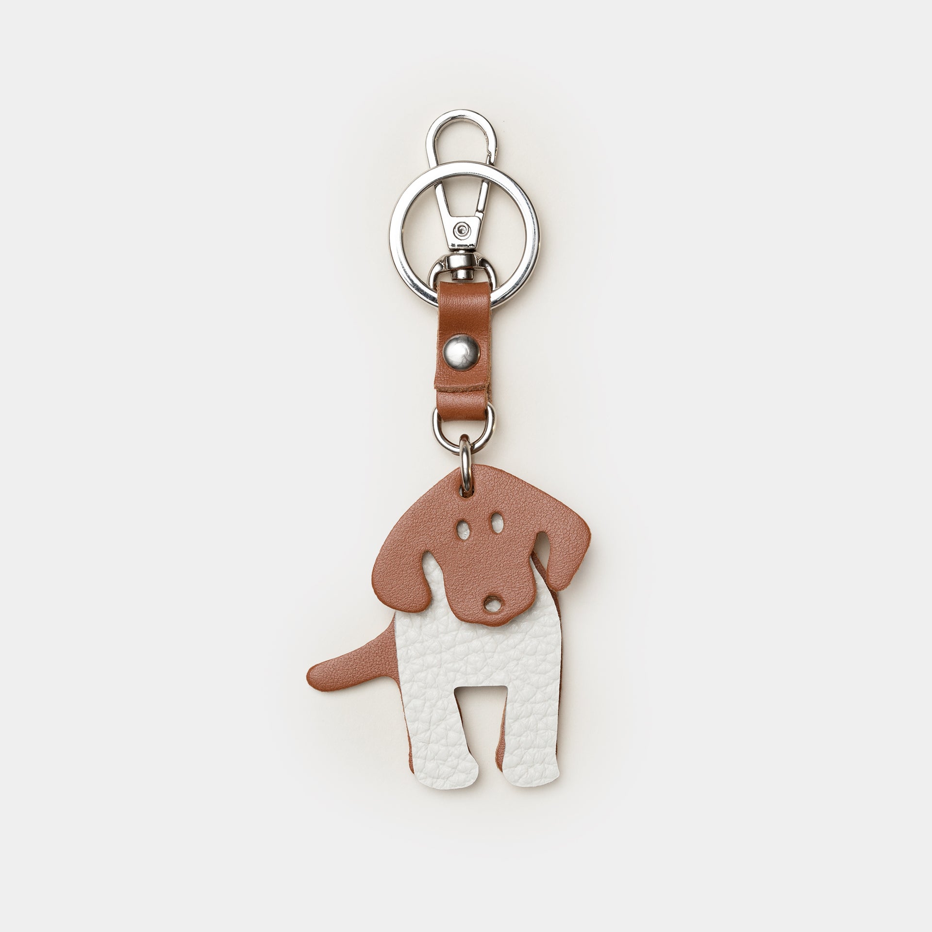 charm divertente Arron per borsa e portachiave in pelle a forma di cane marrone