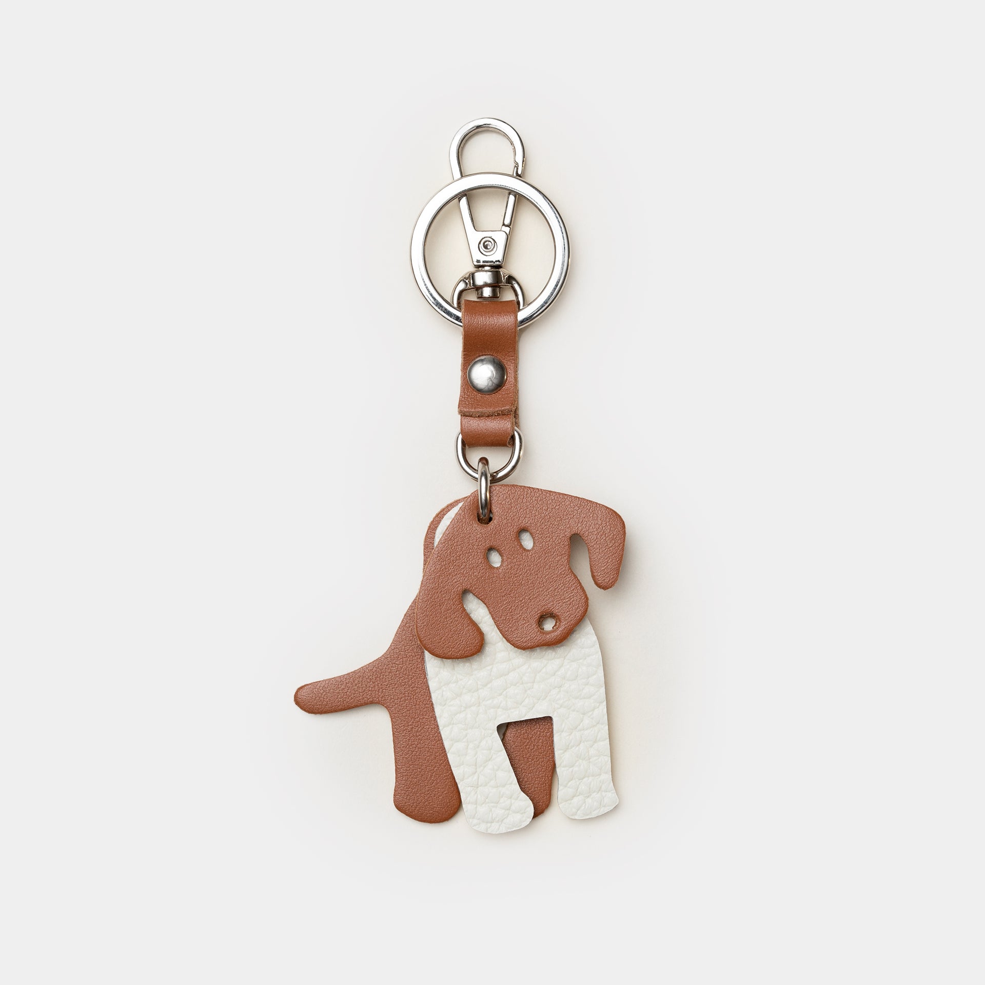 charm divertente Arron per borsa e portachiave in pelle a forma di cane marrone