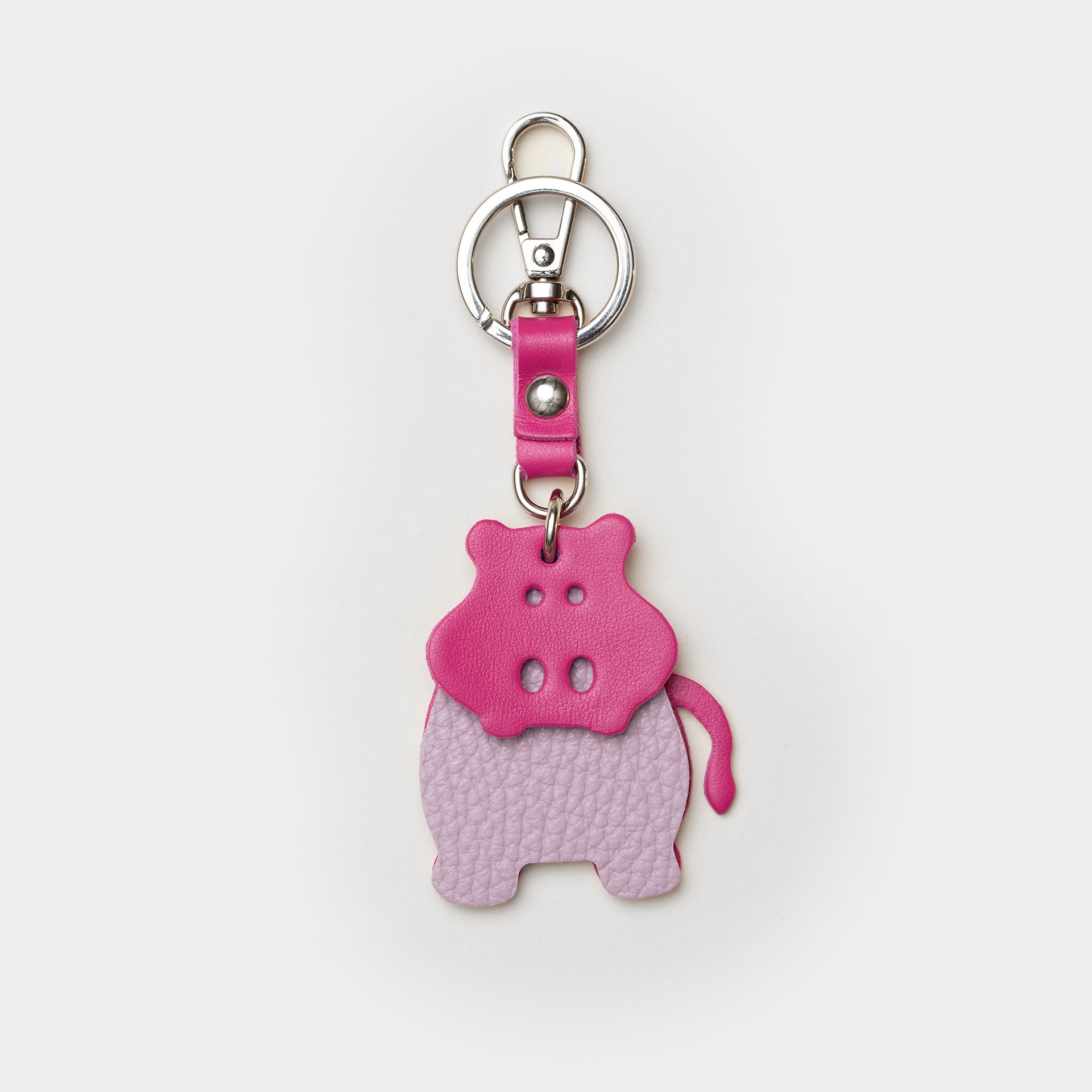 charm Arron per borsa o portachiave in pelle divertente a forma di ippopotamo rosa