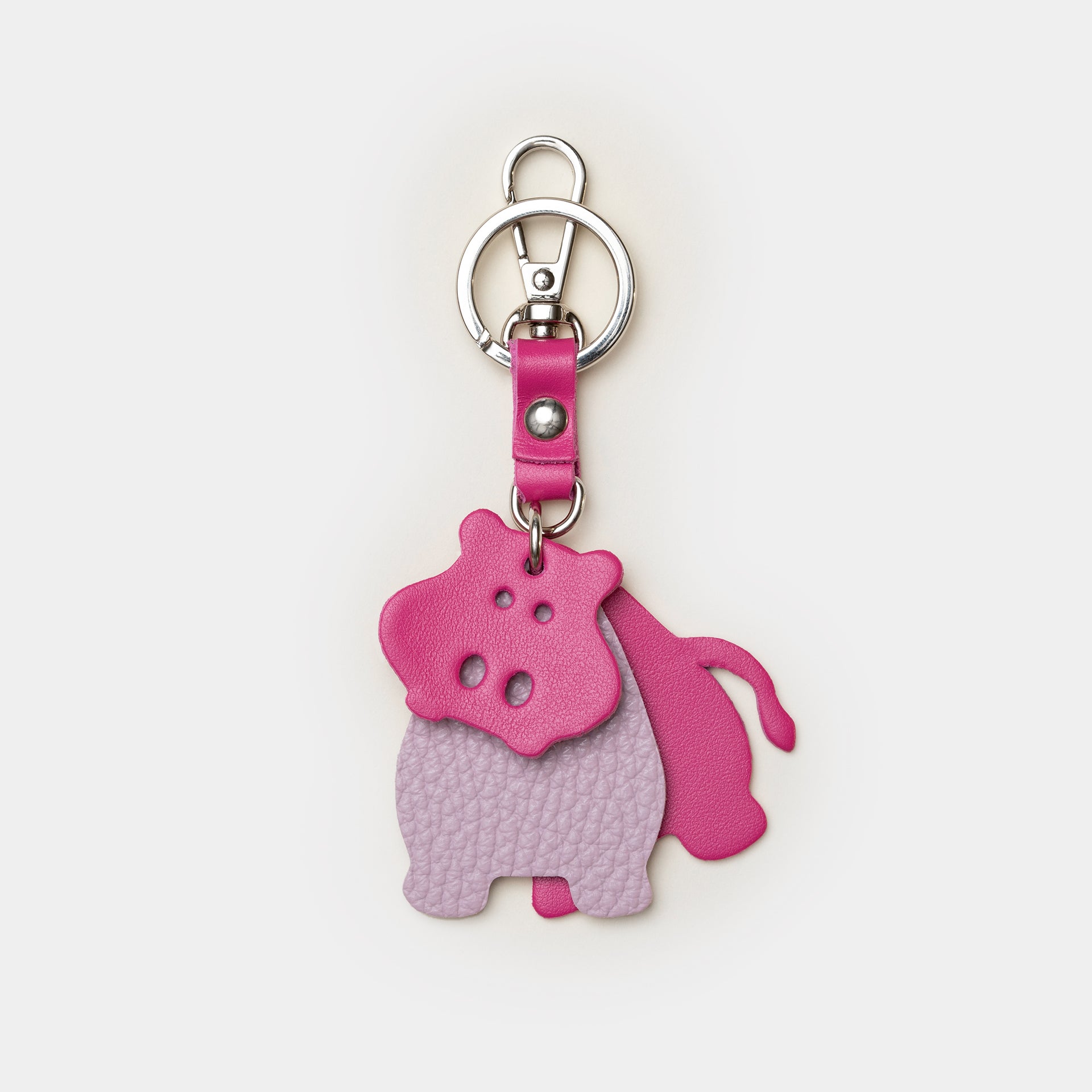 charm Arron per borsa o portachiave in pelle divertente a forma di ippopotamo rosa