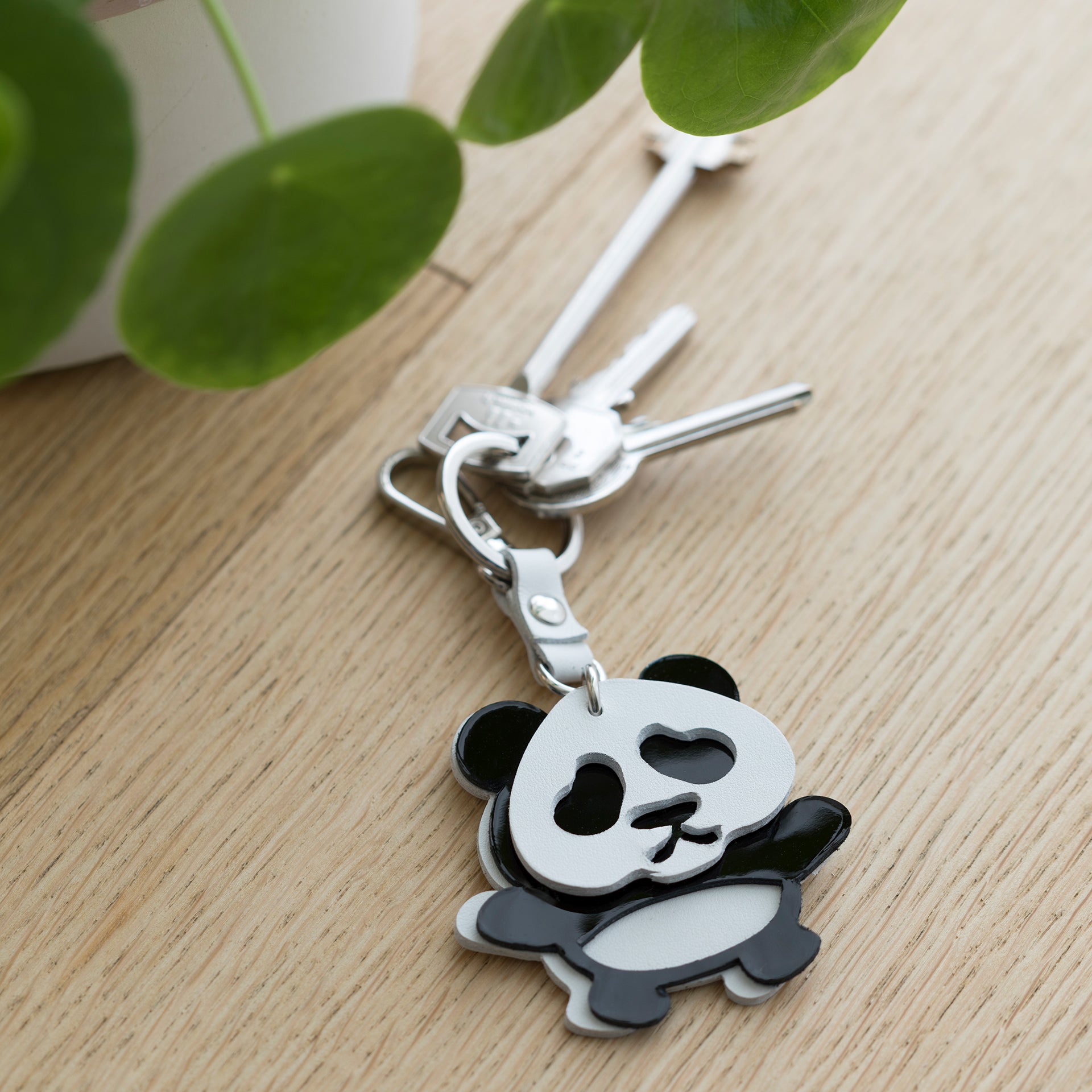 charm divertente Arron per borsa e portachiave in pelle a forma di panda