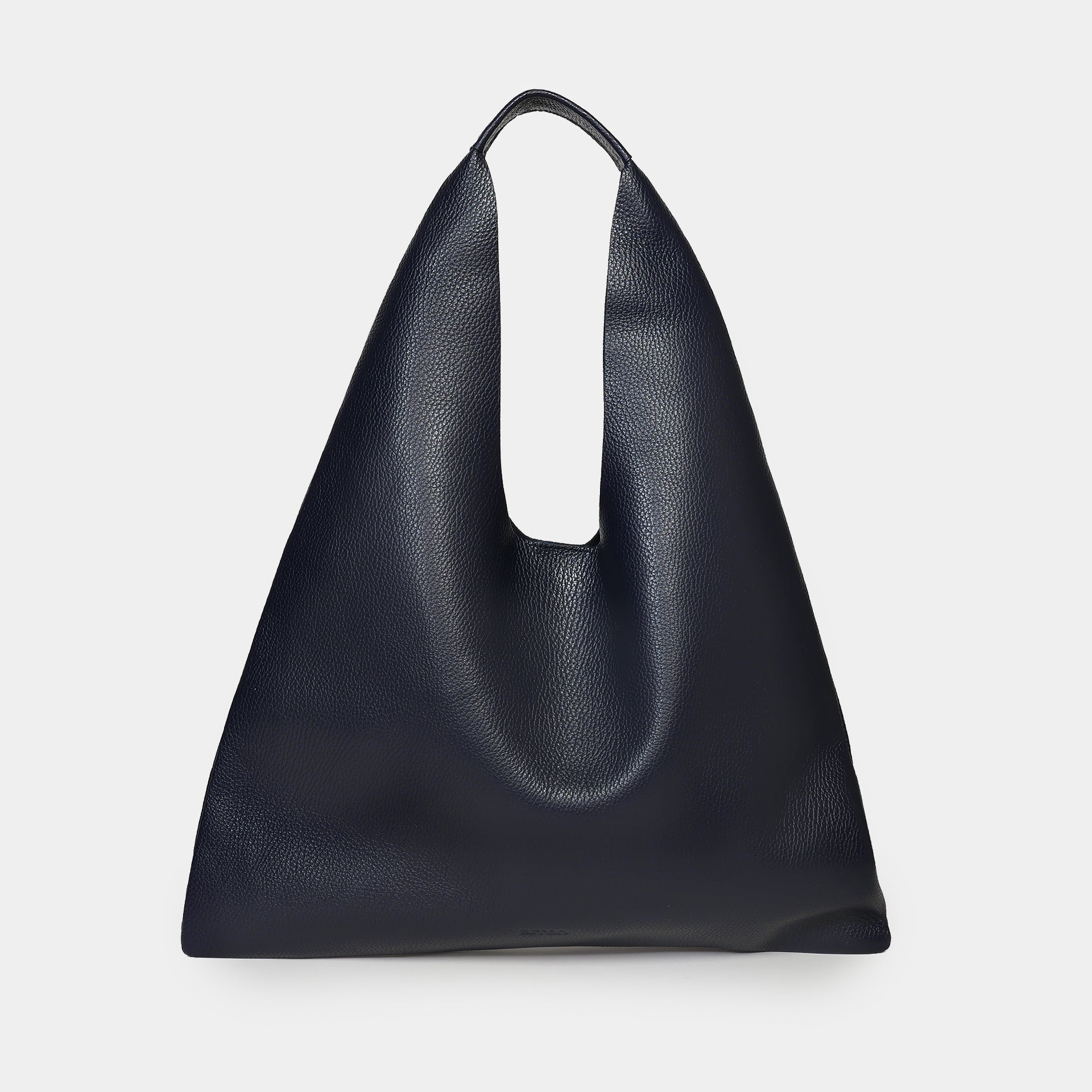 borsa Eva Arron in pelle martellata navy sfoderata vista frontale Made in Italy