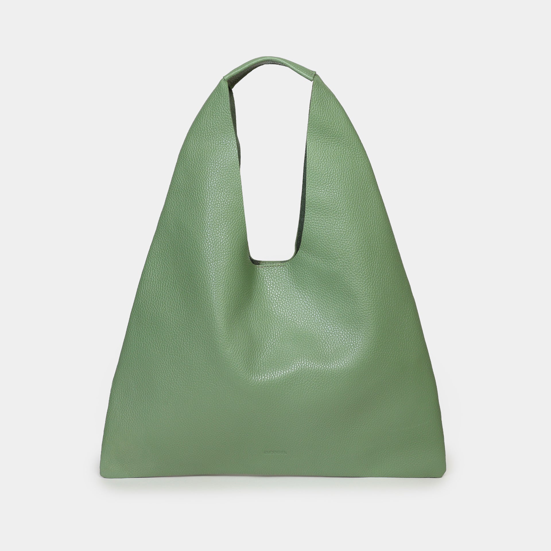 borsa Eva Arron in pelle martellata salvia sfoderata vista frontale Made in Italy leggera e trendy