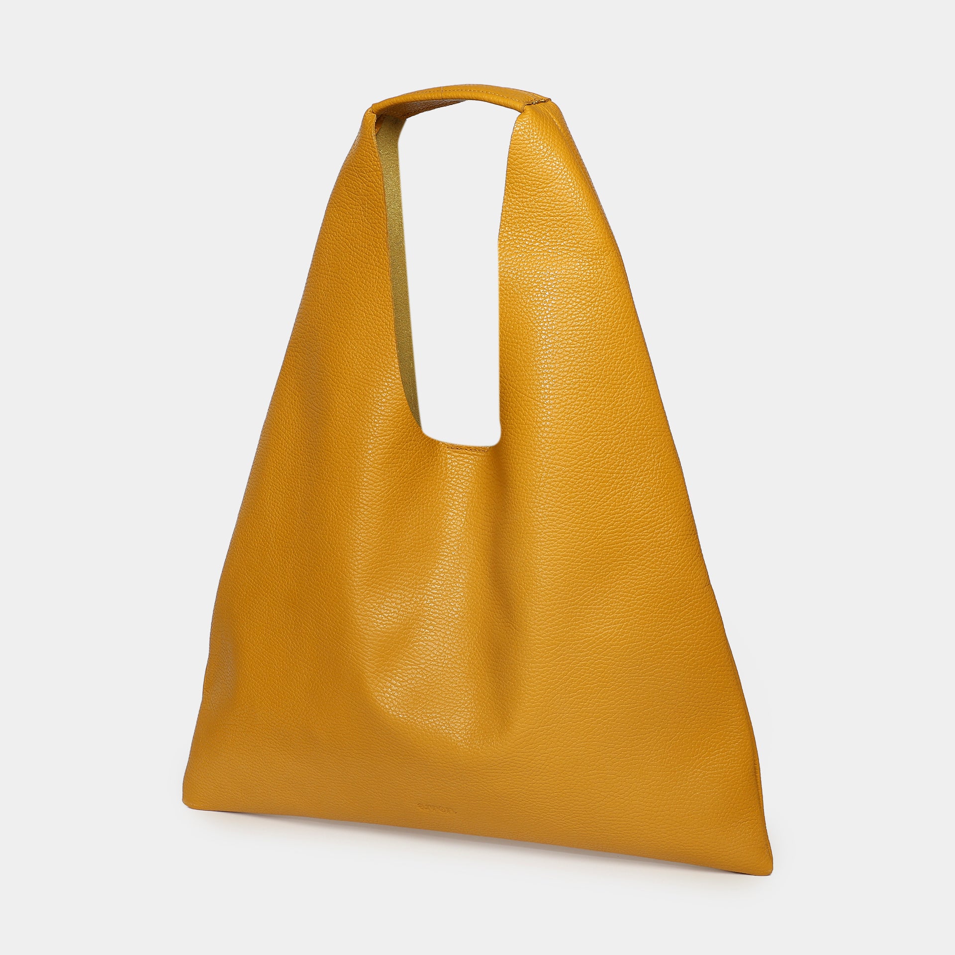 borsa Eva Arron in pelle martellata senape sfoderata vista lateraleMade in Italy