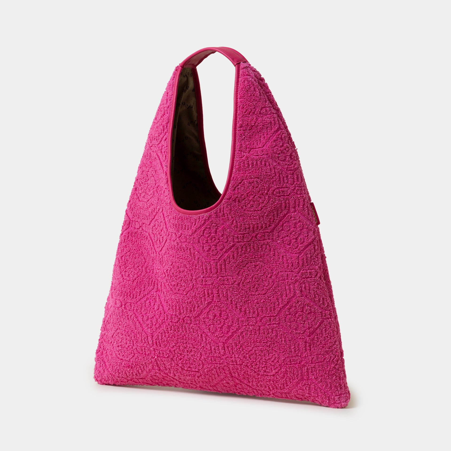 borsa Eva hobo Arron in spugna di cotone fuchsia e pelle