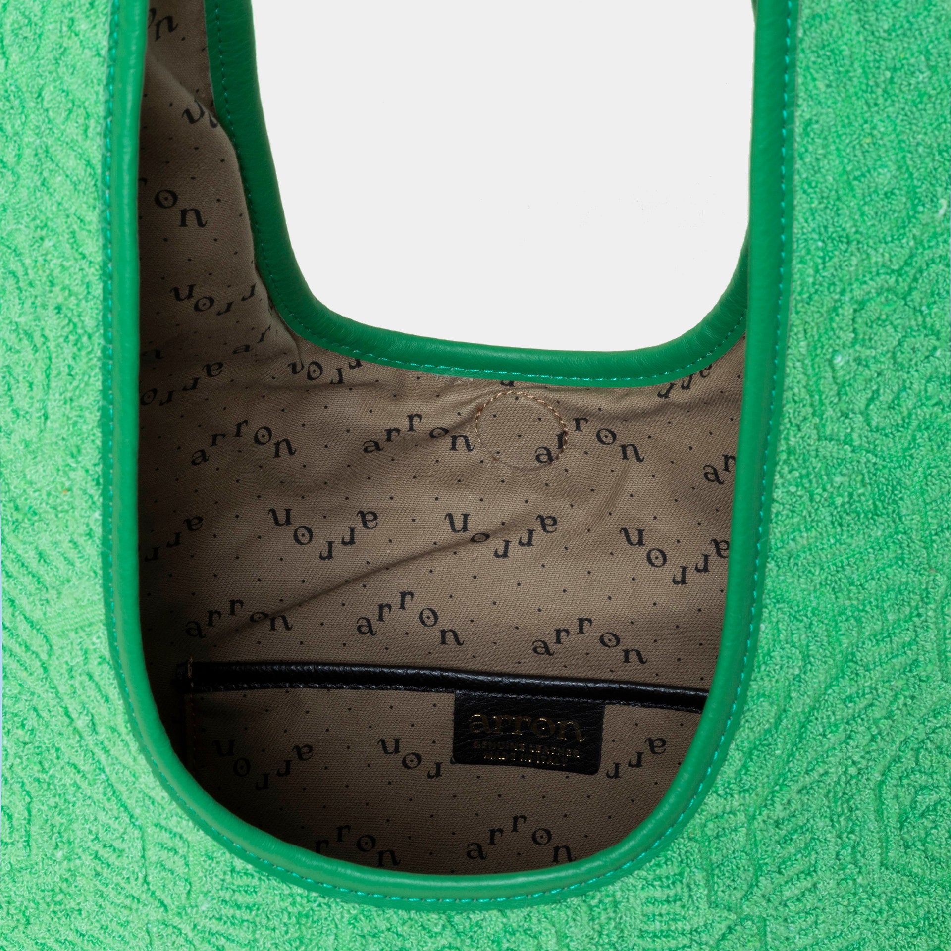 borsa Eva hobo Arron in spugna di cotone verde e pelle