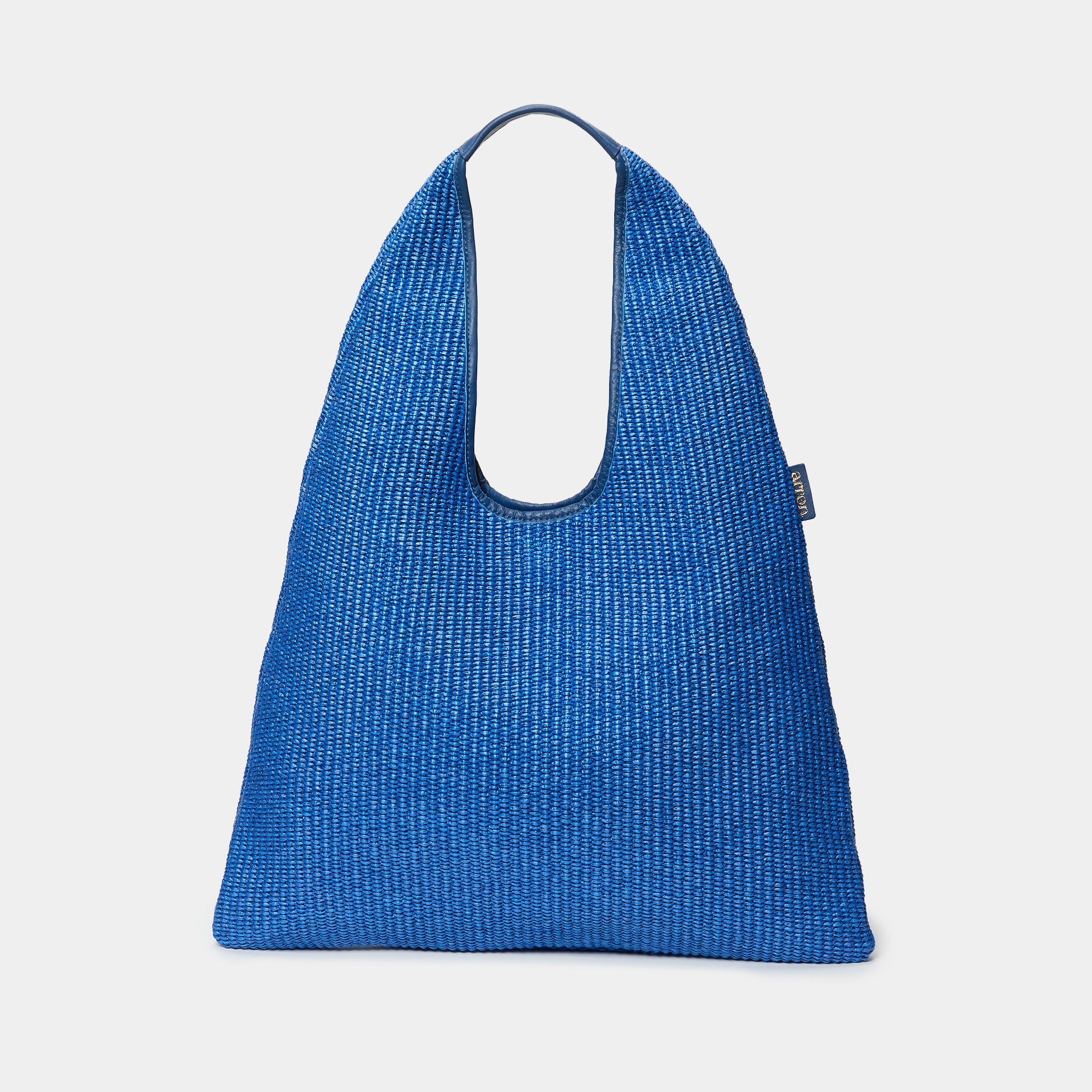borsa hobo Eva in rafia e pelle color bluette brand Arron