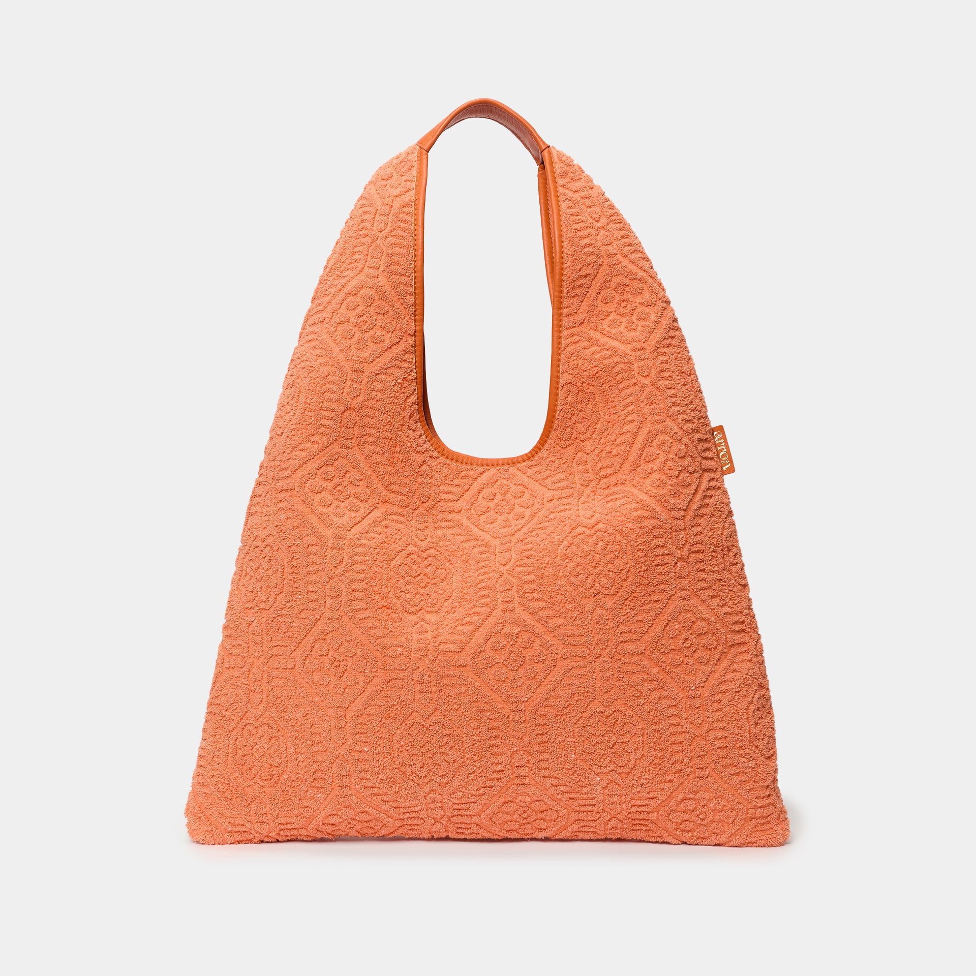 borsa Eva hobo Arron in spugna di cotone arancione e pelle