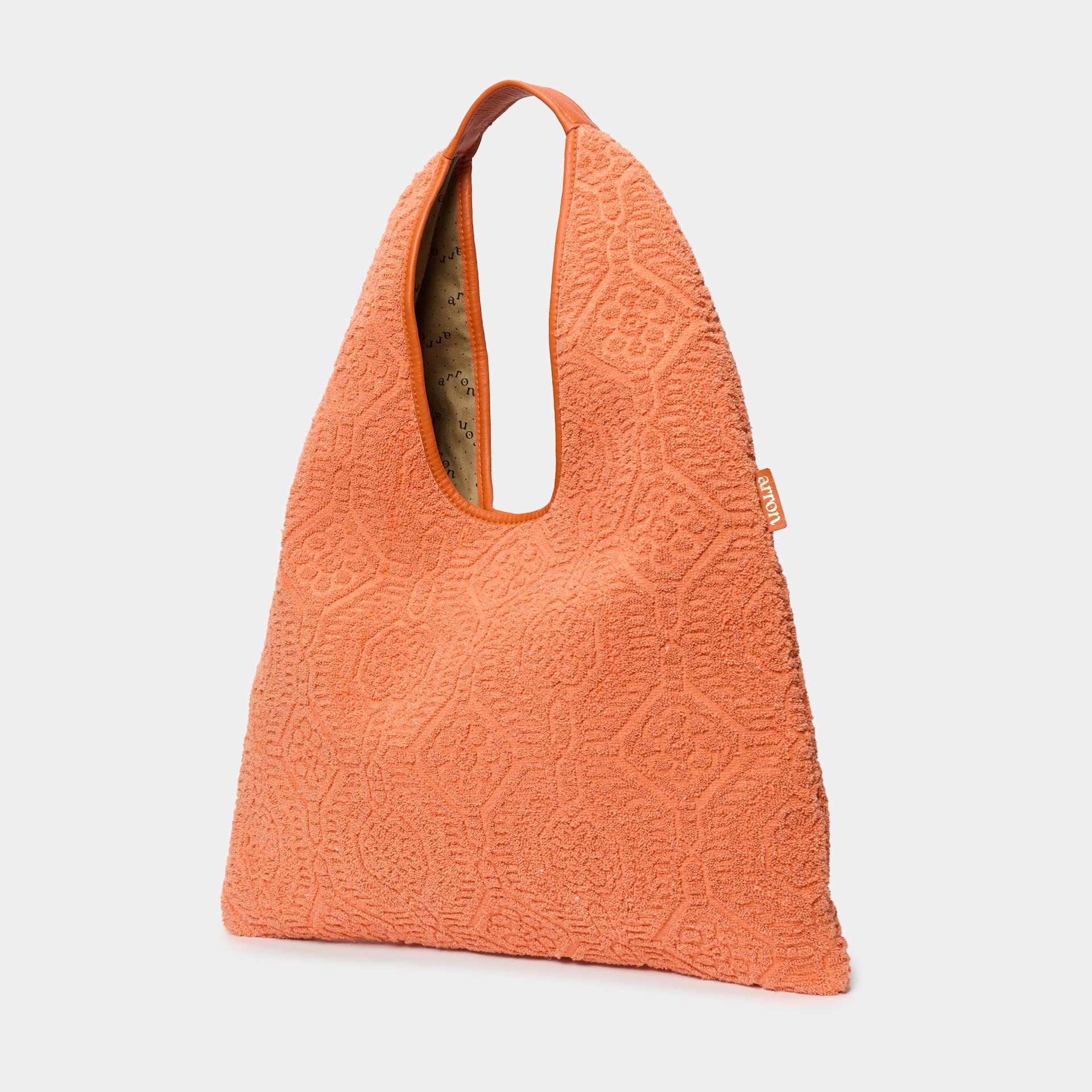 borsa Eva hobo Arron in spugna di cotone arancione e pelle