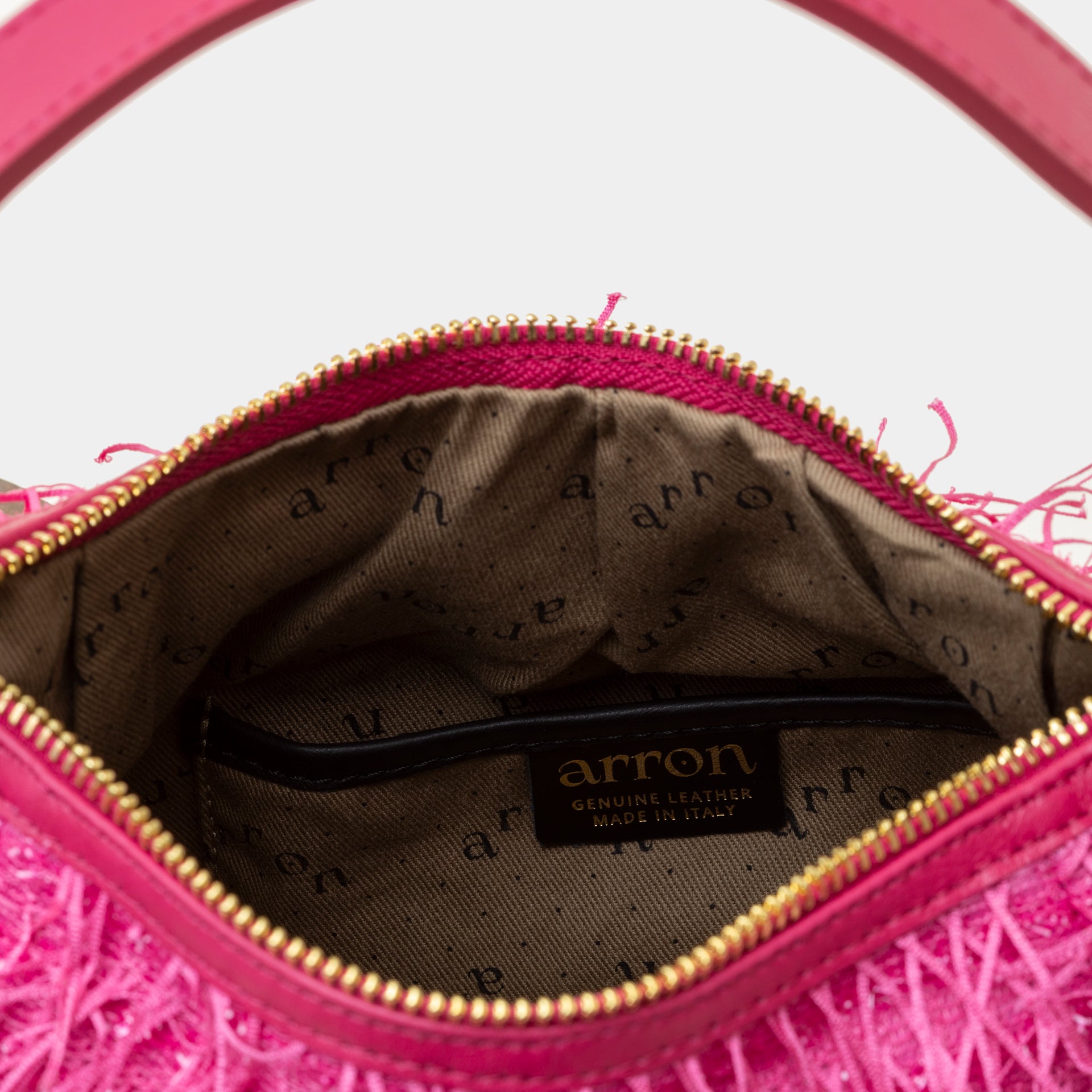 borsa luna Arron con frange fuxia party bag per eventi e cerimonie elegante dettaglio interno