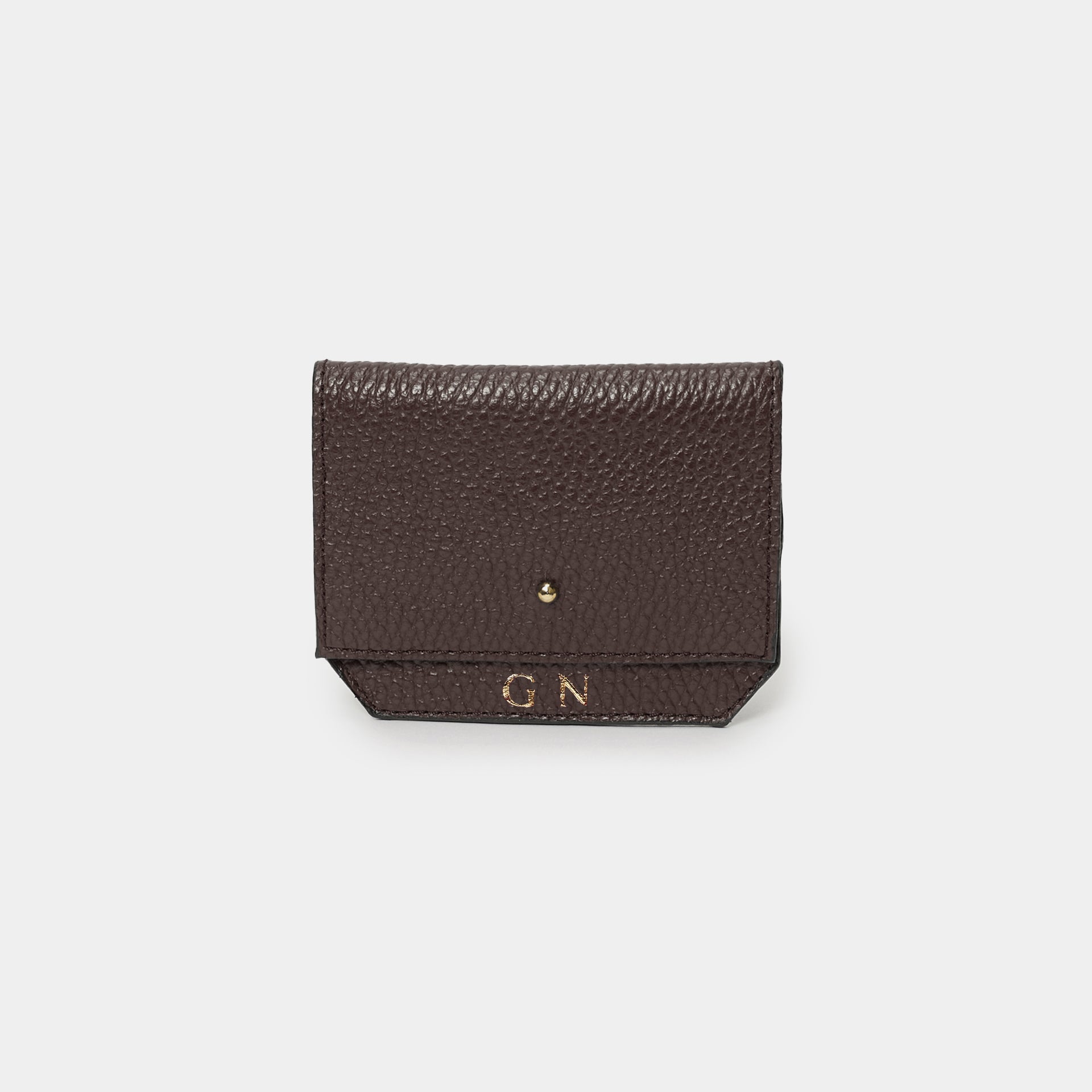 minu portafogli unisex piccolo e compatto pelle cioccolato made in italy Arron idea regalo con iniziali personalizzato