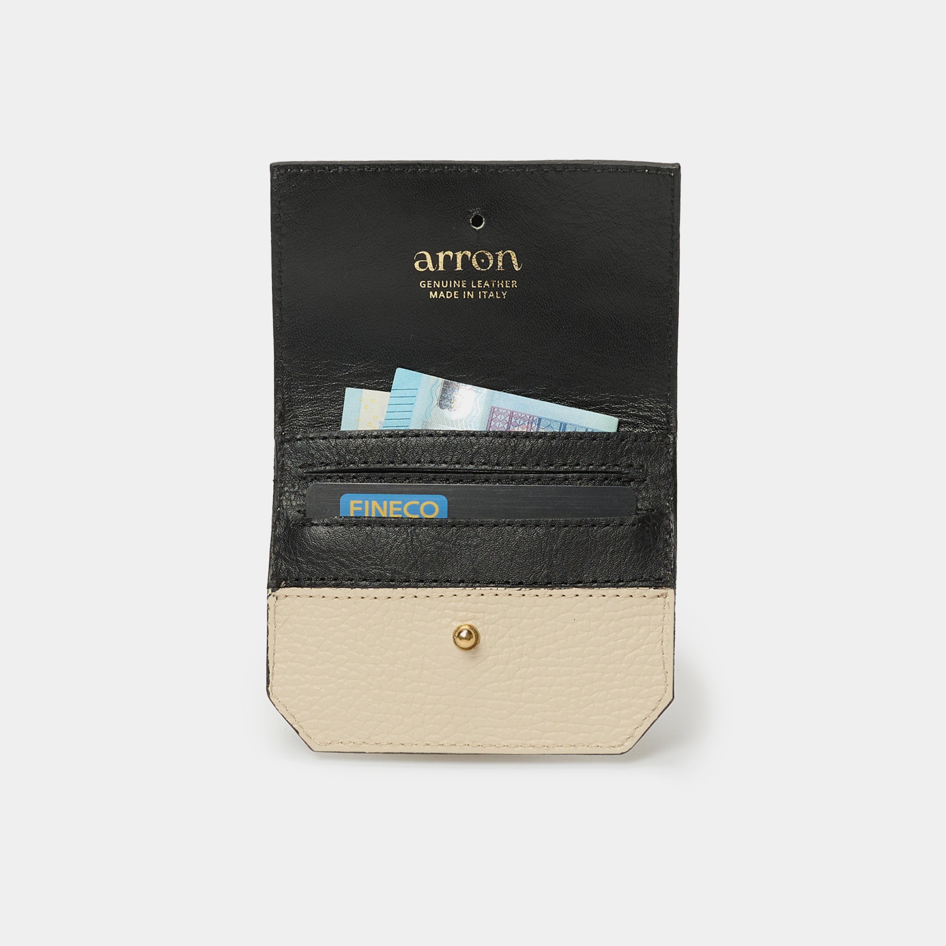 interno portafogli e portacarte Arron unisex piccolo e compatto pelle martellata beige