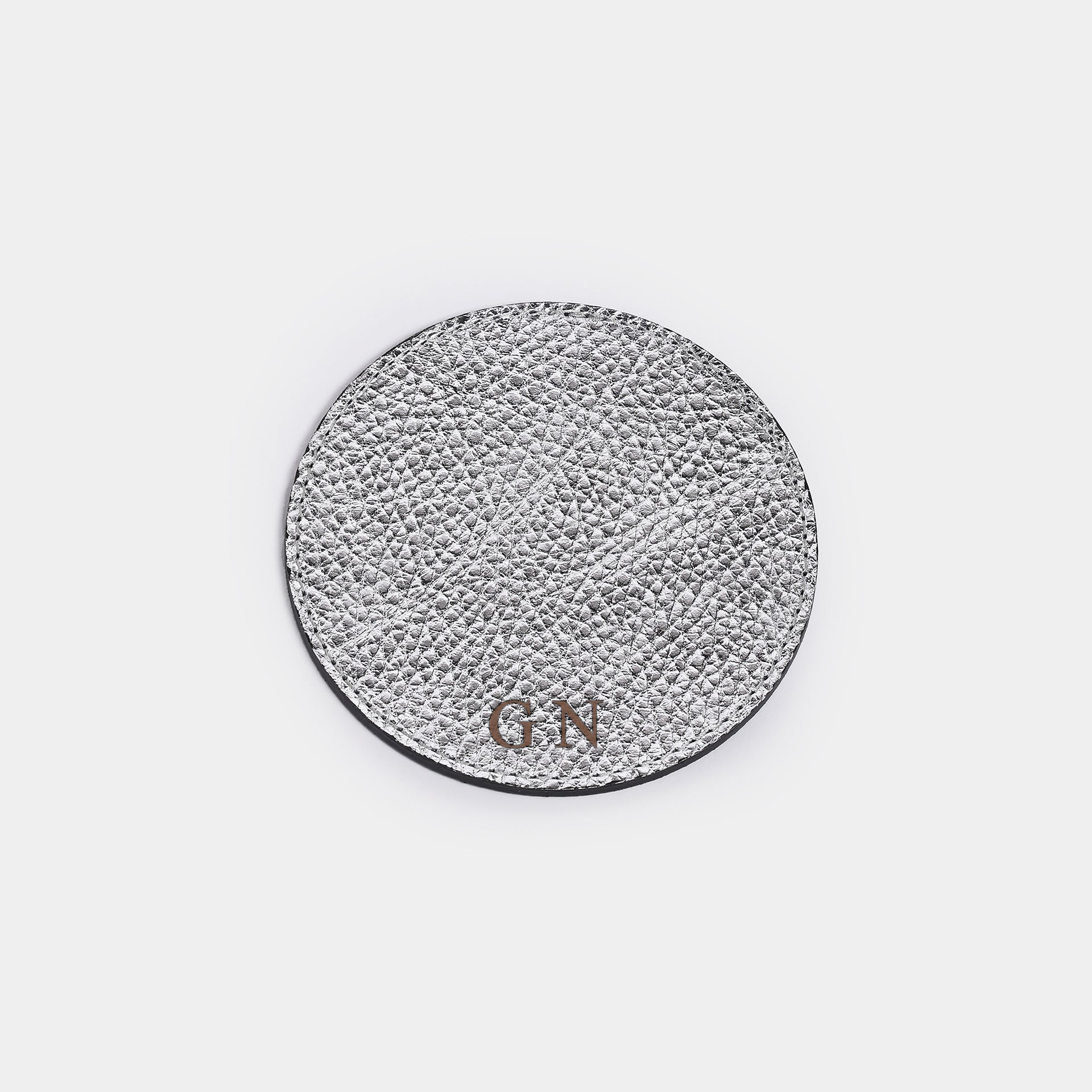 GIOTTO - Silver Leather Coaster - Set of 2