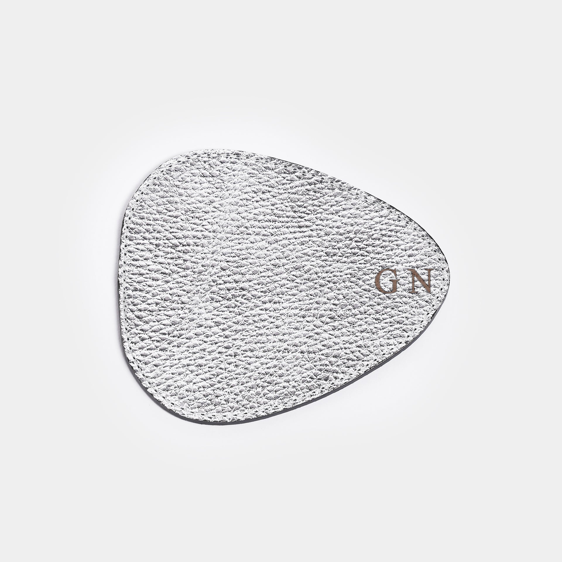 DROPPY - Silver Leather Coaster - Set of 2