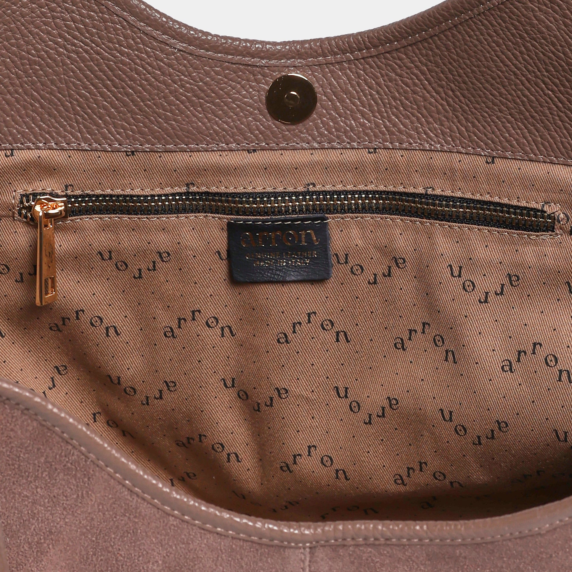 borsa shopper interno calamita fodera tasca con zip brand arron made in italy