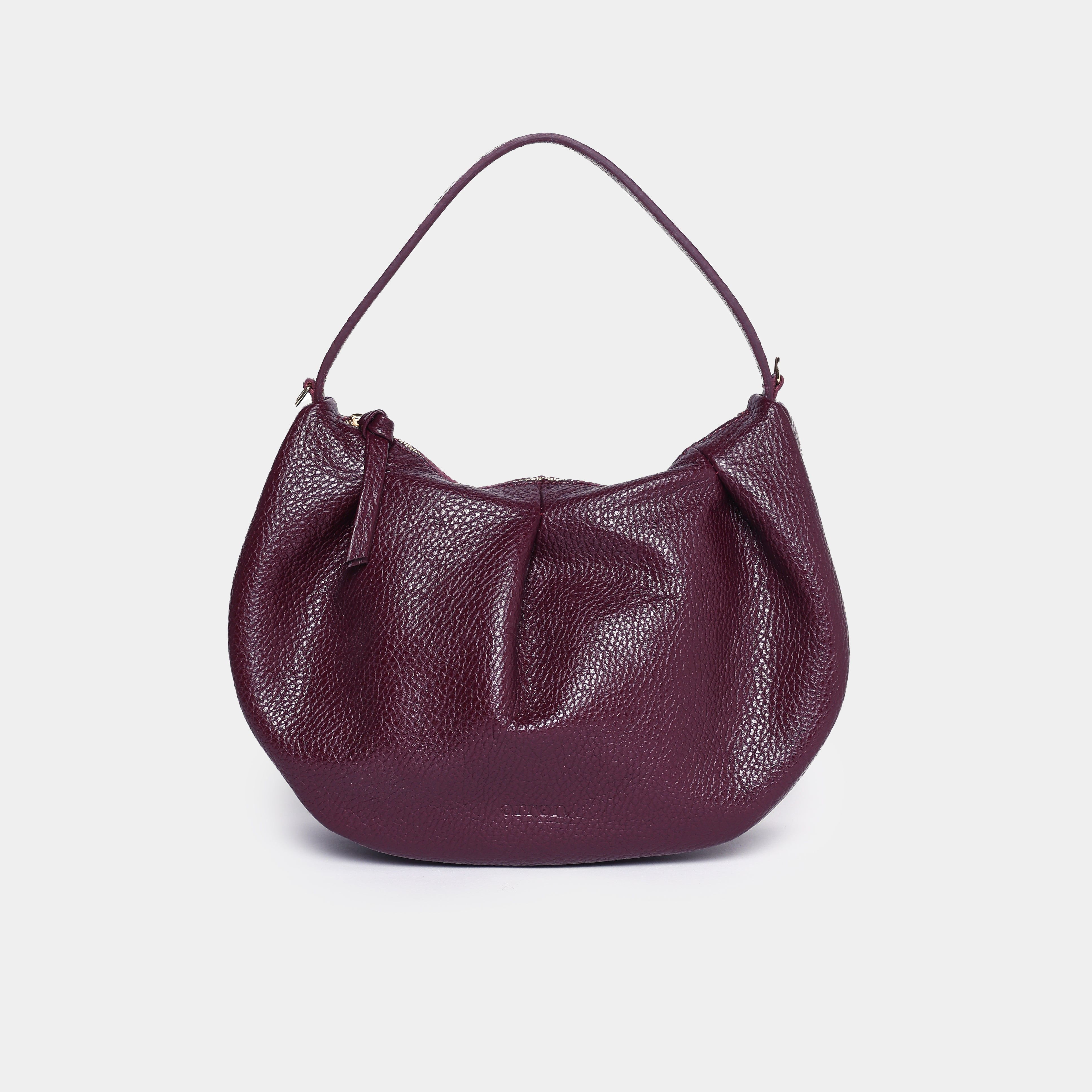 borsa piccola a tracolla pelle martellata dollaro burgundy bordeaux made in Italy brand Arron