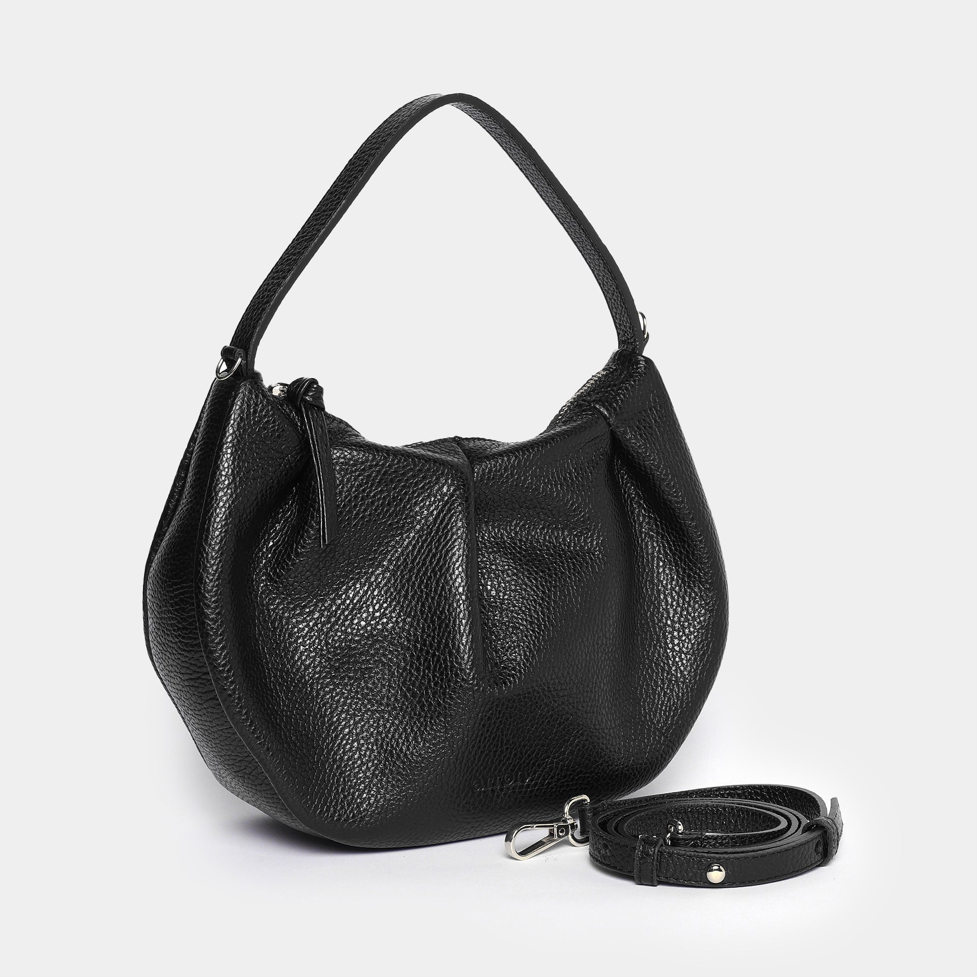 borsa piccola a tracolla pelle martellata dollaro nero made in Italy brand Arron
