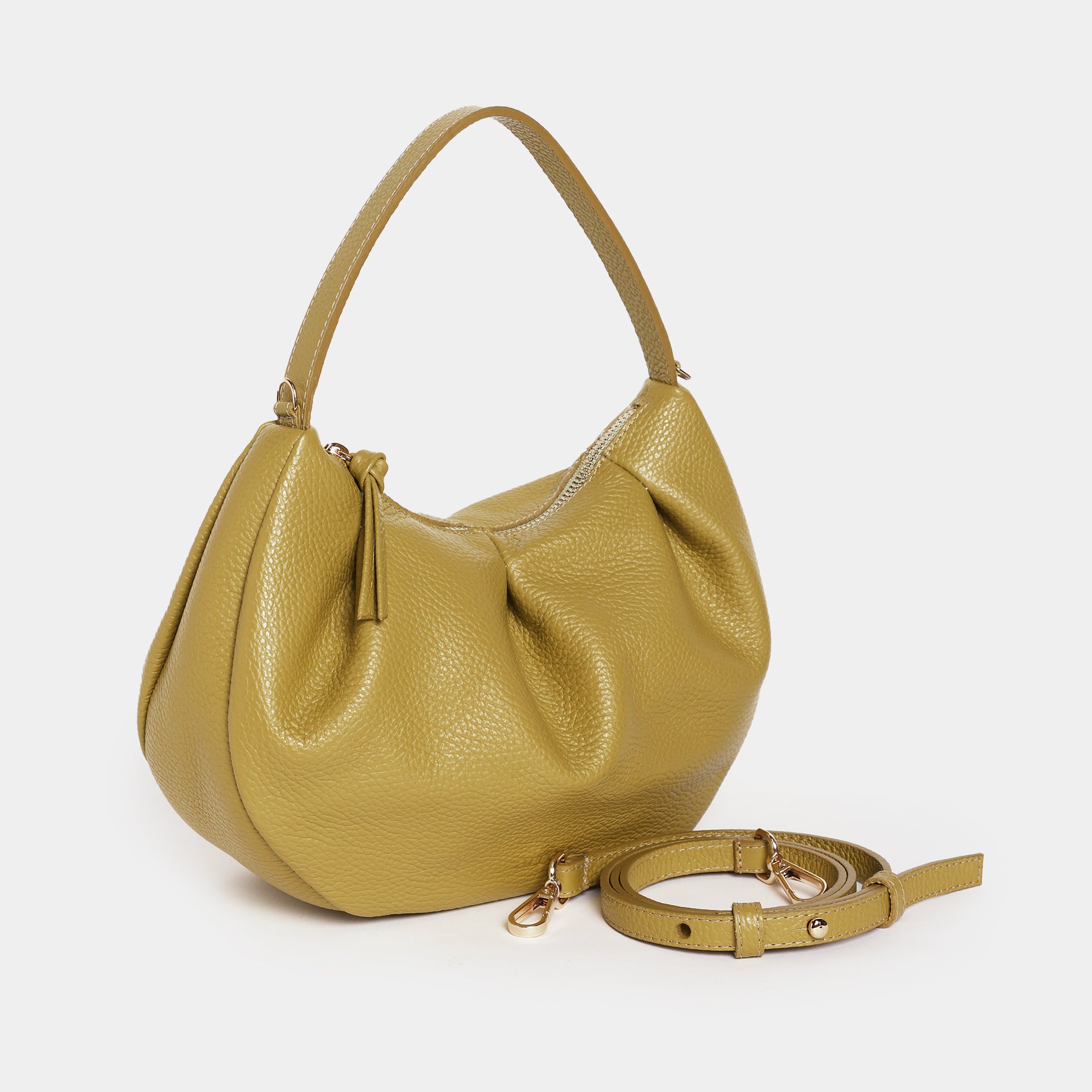 borsa piccola a tracolla pelle martellata dollaro mostarda made in Italy brand Arron