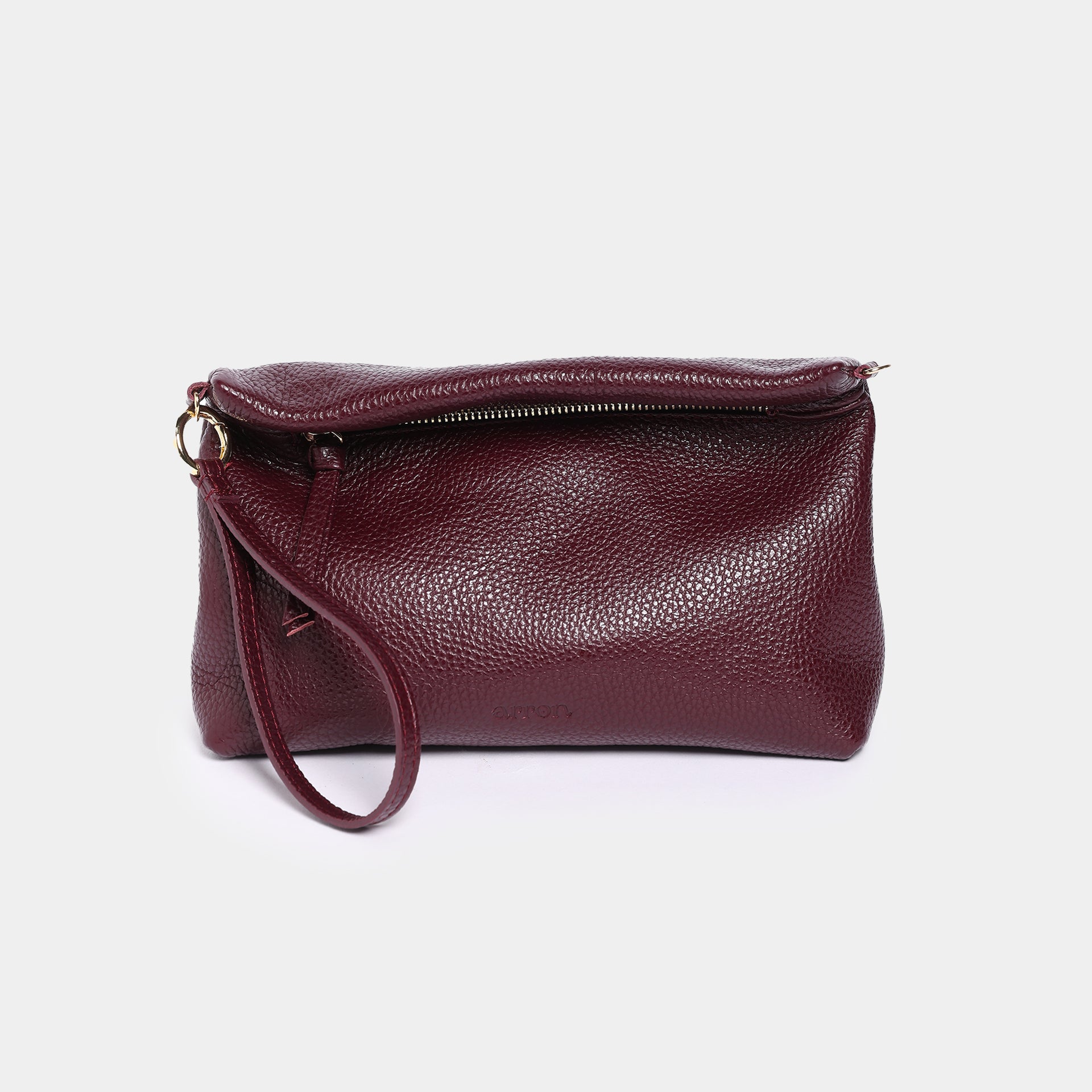 borsa mignon piccola a mano e tracolla brand Arron Made in Italy pelle martellata bordeaux