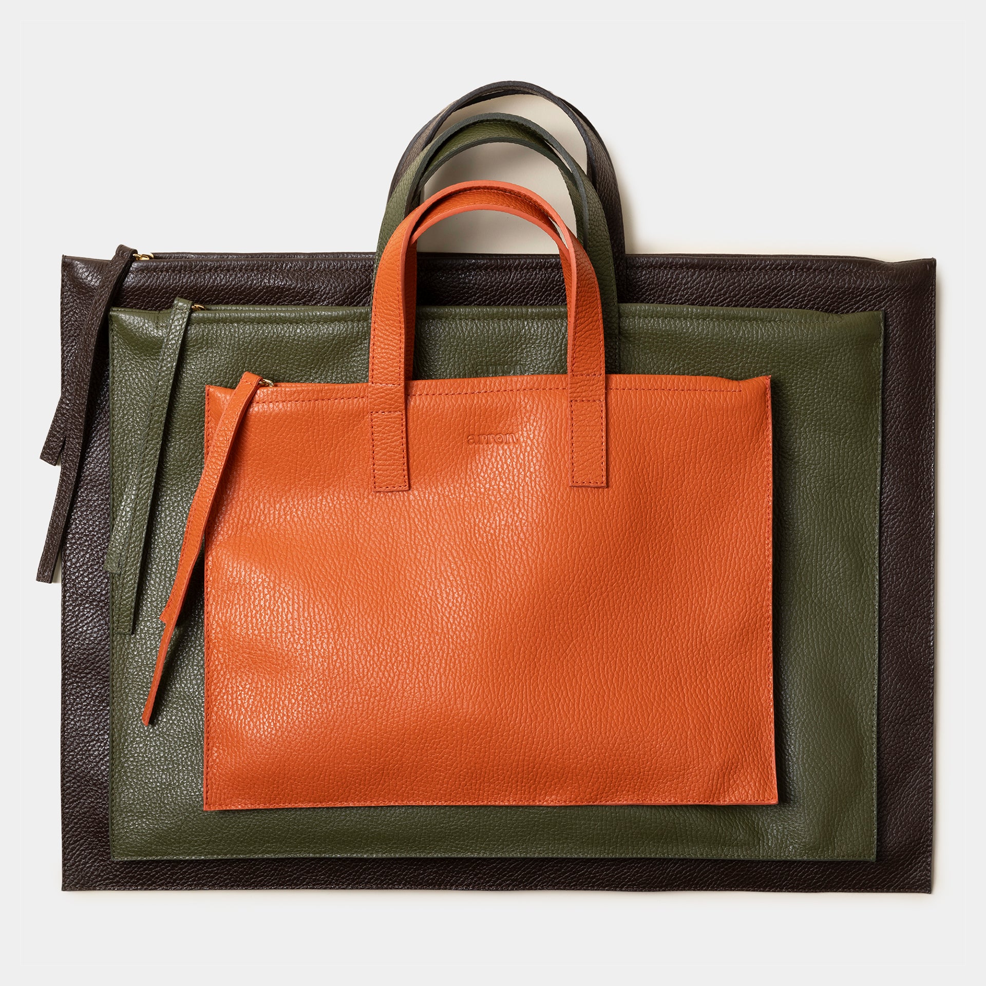borsa donna unisex computer pc per ufficio con zip in pelle martellata taglie varie made in italy brand arron