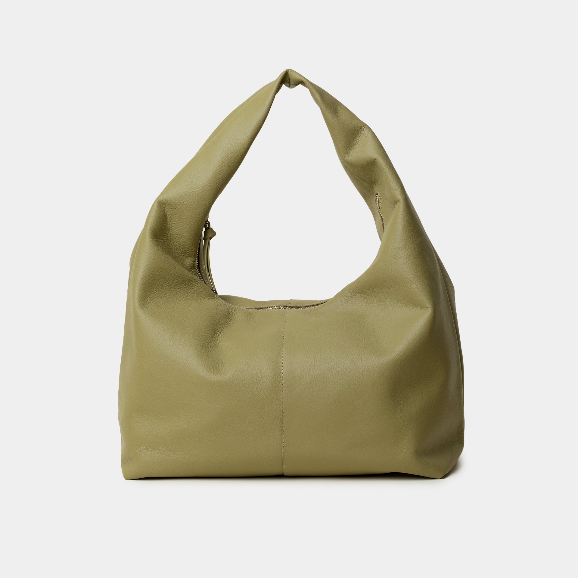 borsa hobo con zip all over pelle liscia senape mostarda verde made in italy brand arron