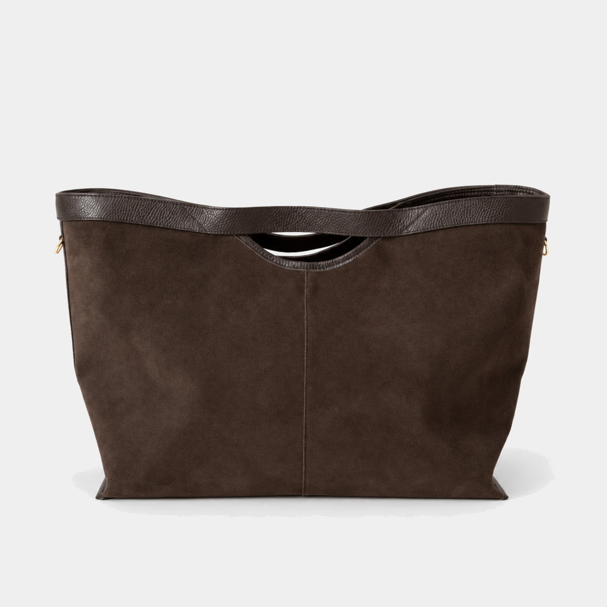 dana shopping bag in camoscio cioccolato marrone scuro brand arron larga comoda spaziosa design contemporano accessori moda made in italy