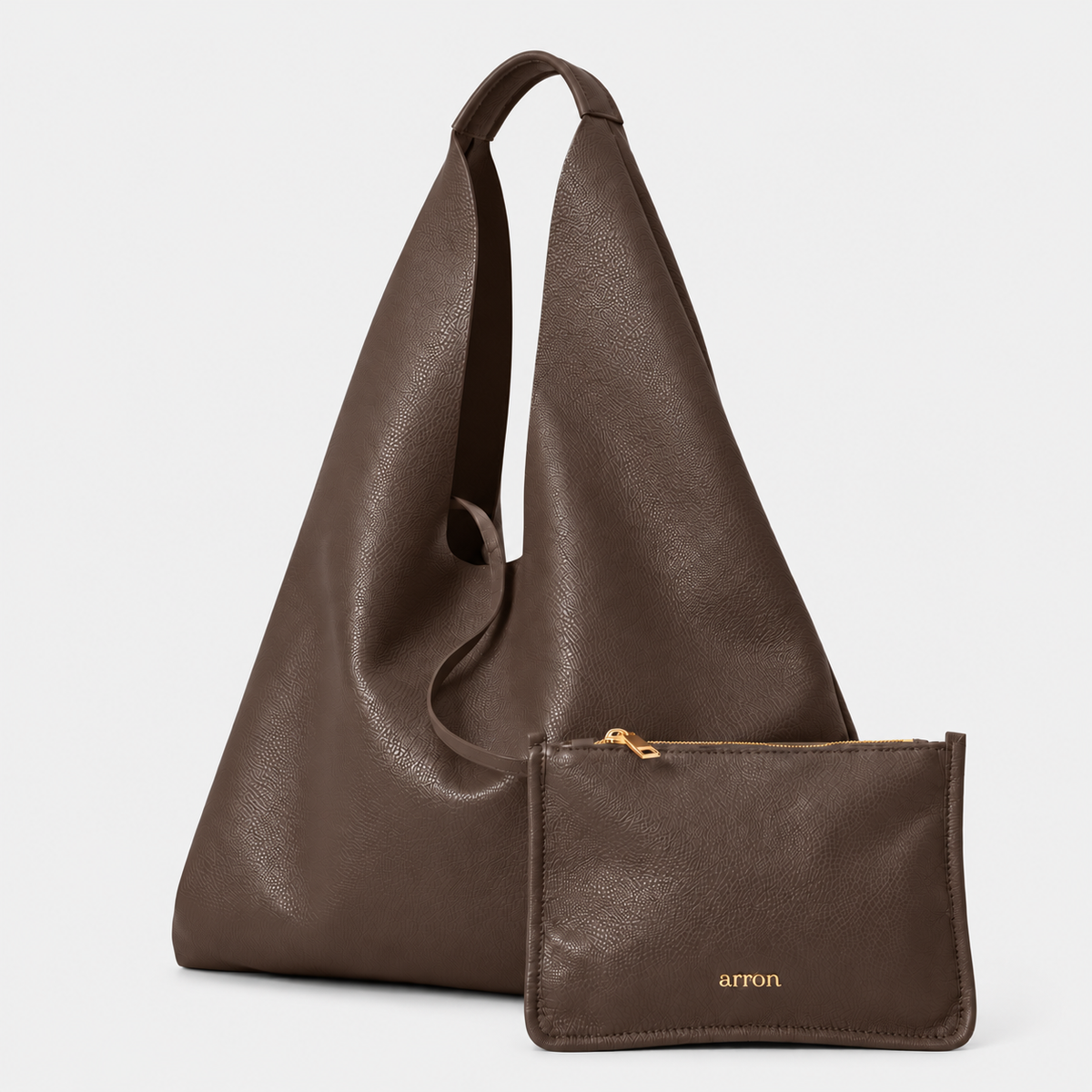 borsa pelle martellata hobo colore cacao brand Arron Made in Italy artigianale