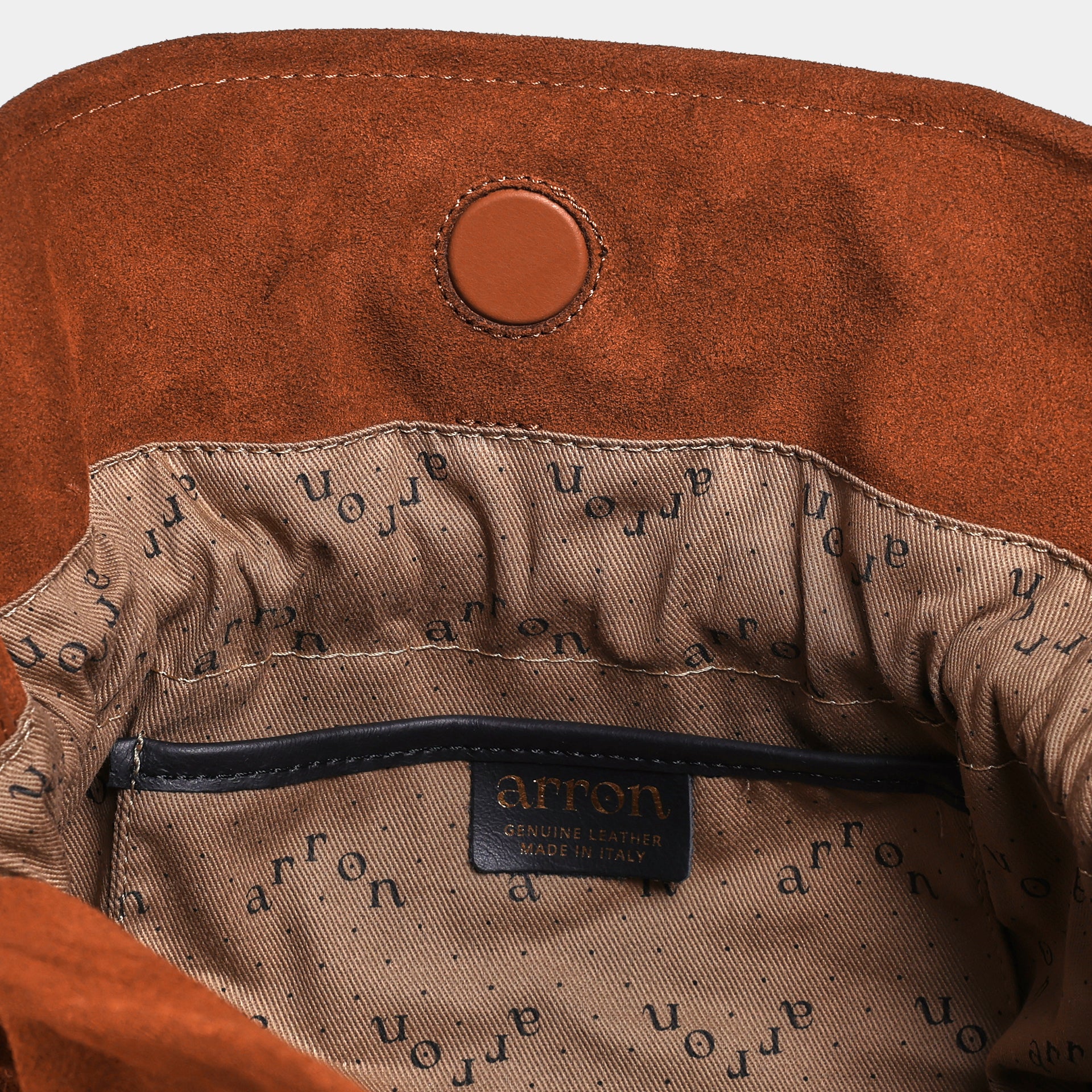 borsa sacchetto rossana camoscio cognac interno arron