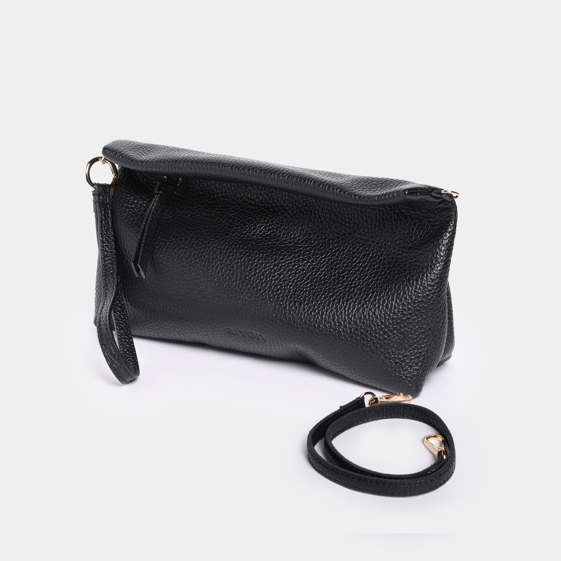 borsa mignon piccola a mano e tracolla brand Arron Made in Italy pelle nera idea regalo