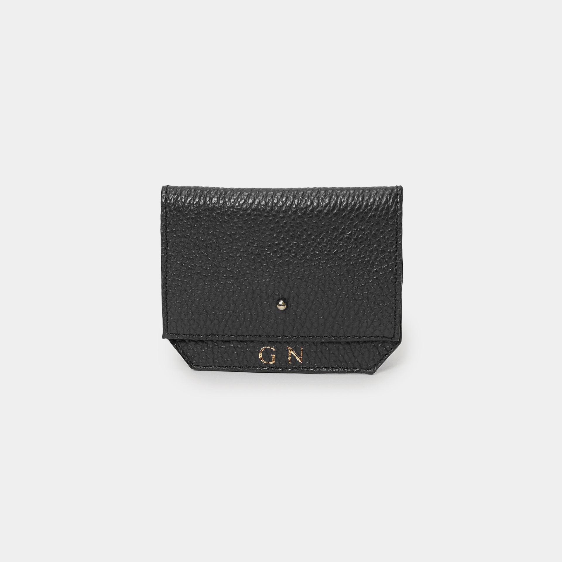 minu portafogli unisex piccolo e compatto pelle nera made in italy Arron idea regalo personalizzato con iniziali