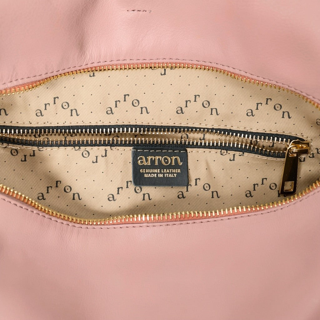 borsa Arron otta cipria interno dettaglio fodera con tasca e zip