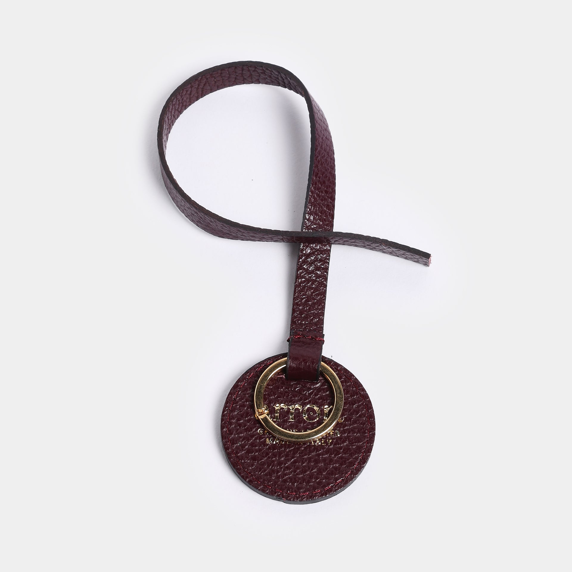 Portachiavi e charm Keira in pelle bordeaux Arron accessorio artigianale Made in Italy per borse e chiavi