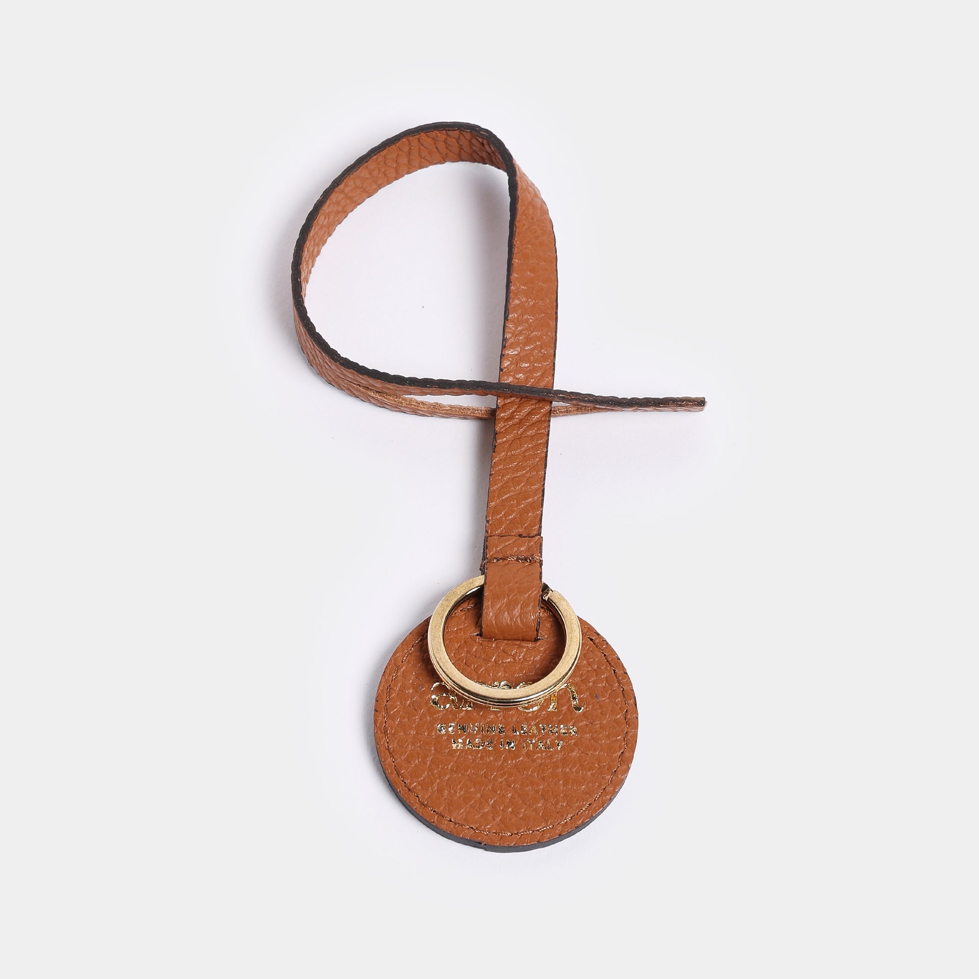 Portachiavi e charm Keira in pelle caramello Arron accessorio artigianale Made in Italy per borse e chiavi